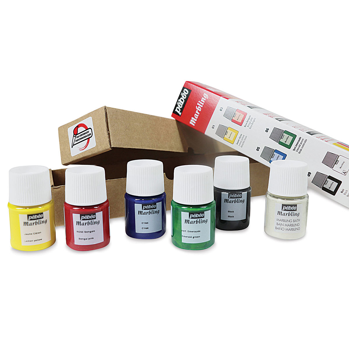 Pebeo Marbling Paint Set - Initiation Set of 6, Assorted Colors, 20 ml, Bottle (Set contents)