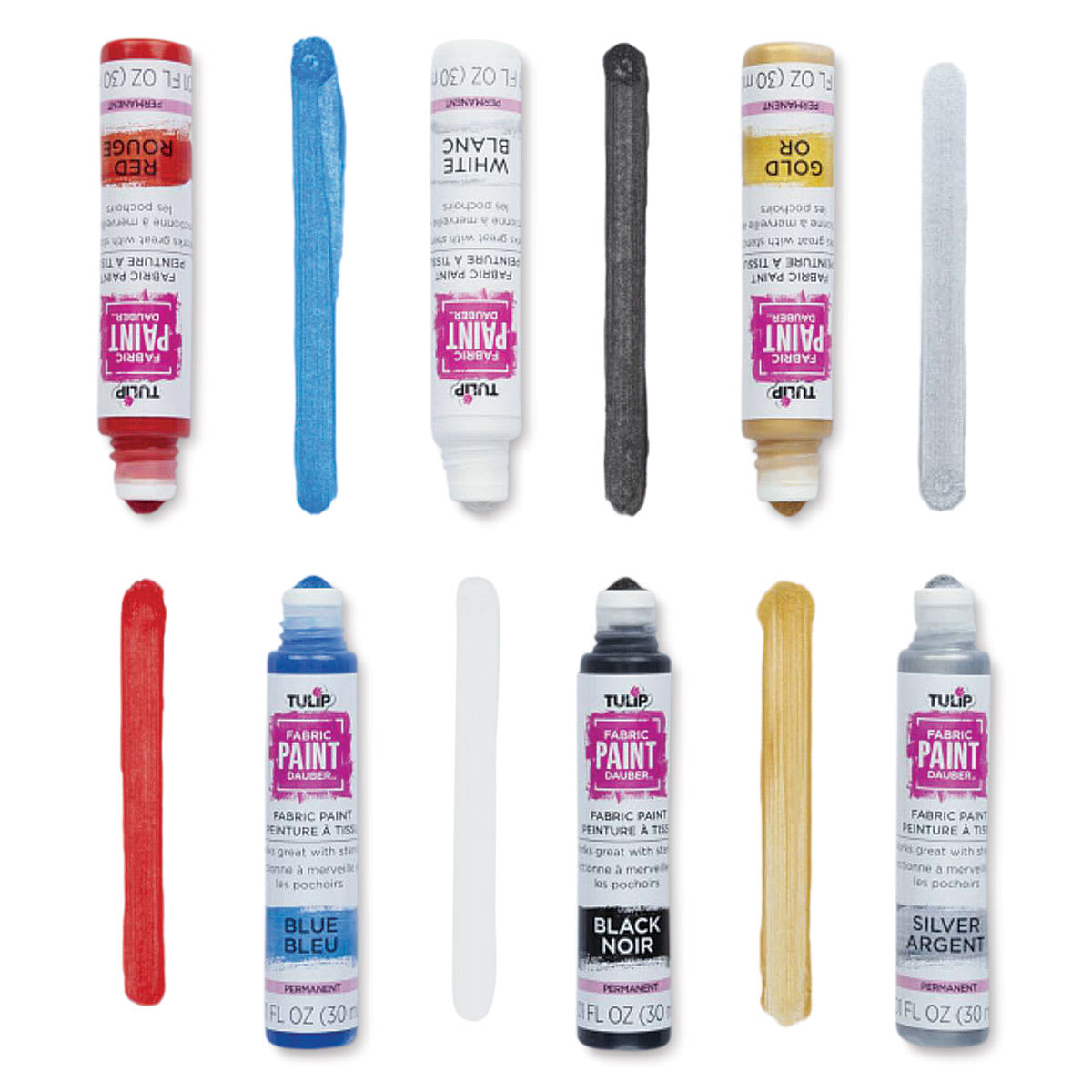 Tulip Fabric Paint Daubers - Set of 6, Assorted Colors (Paint daubers with swatches)
