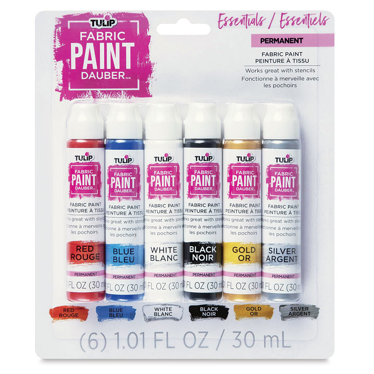 Tulip Fabric Paint Daubers - Set of 6, Assorted Colors (Front of packaging)