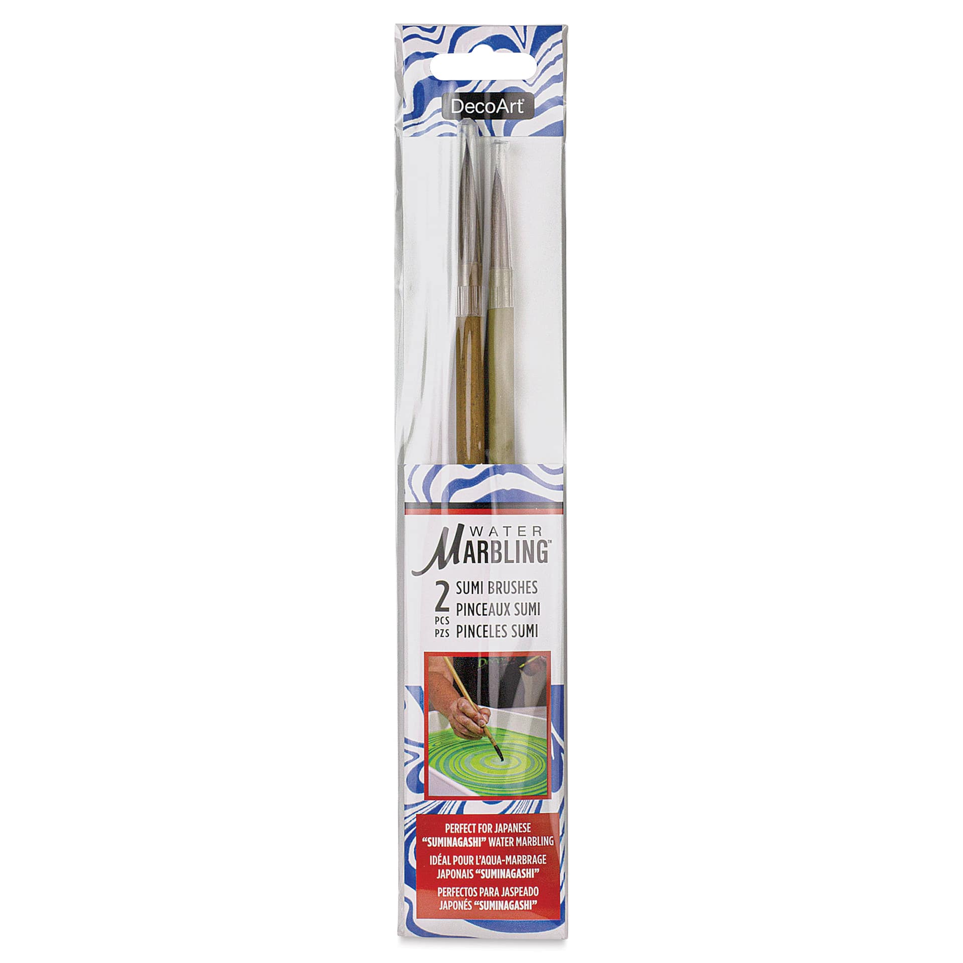 DecoArt Water Marbling Sumi Brush Set, front of the packaging. 