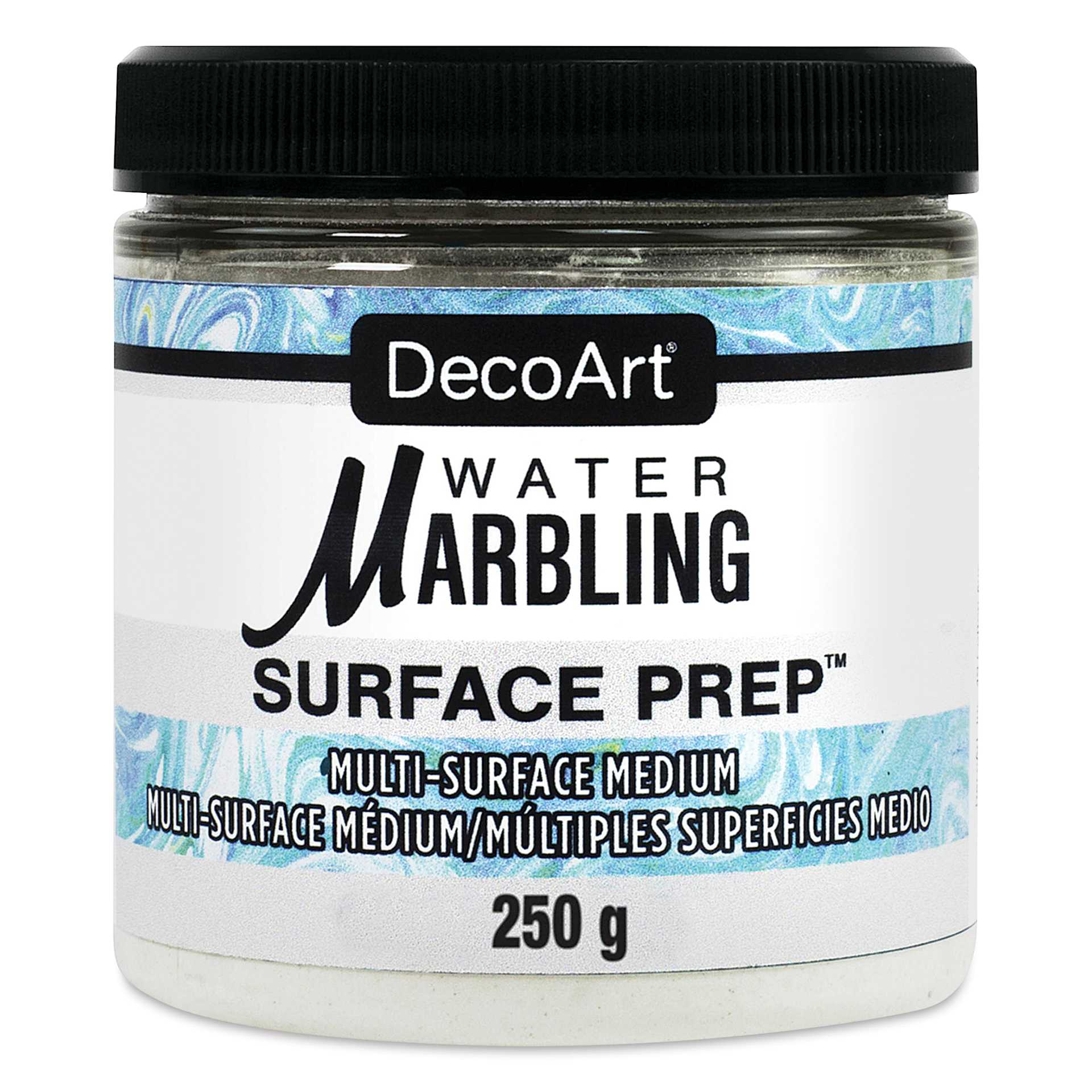 DecoArt Water Marbling Surface Prep, front of jar. 
