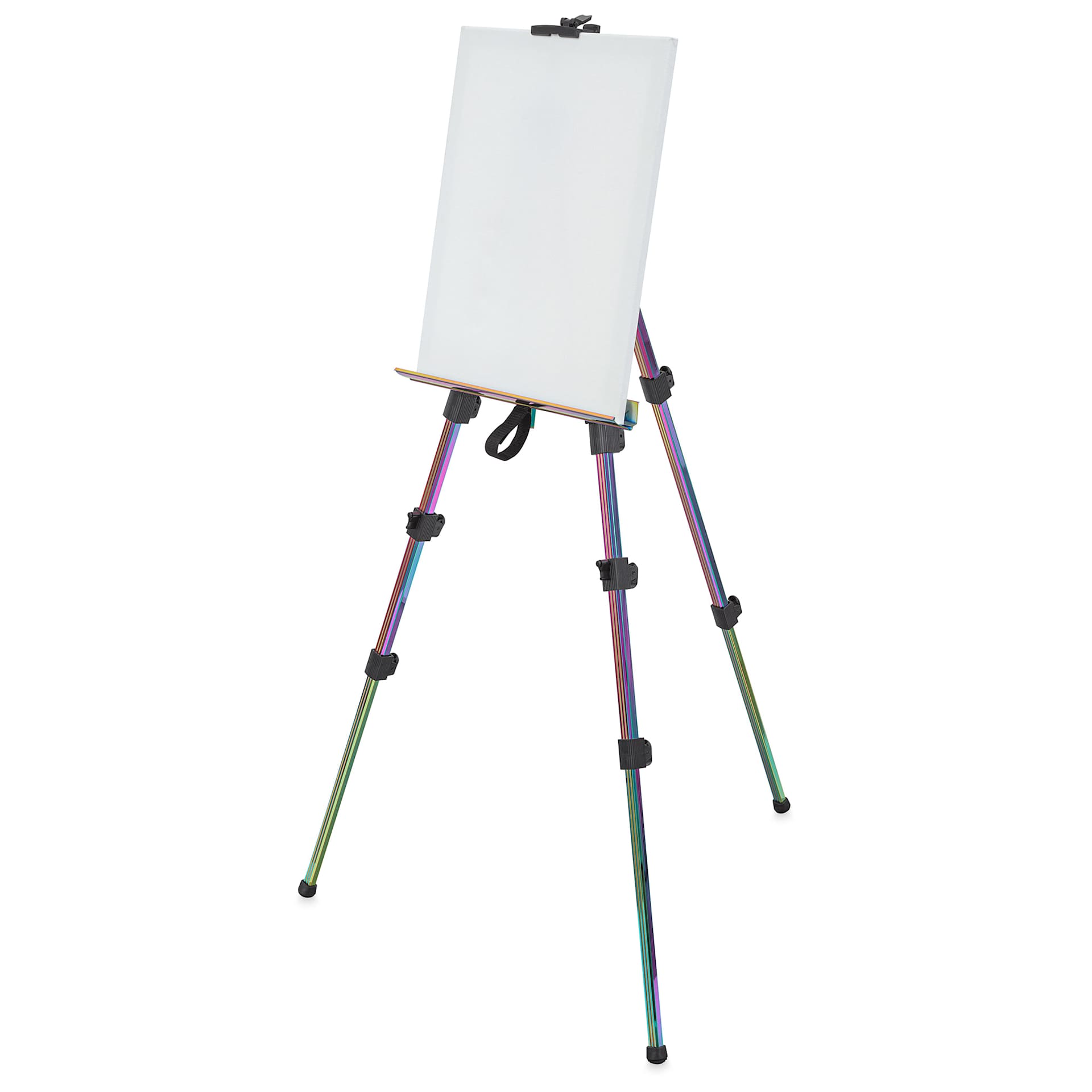 artPOP! Iridescent Tripod Easel, expanded easel holding canvas at standing height