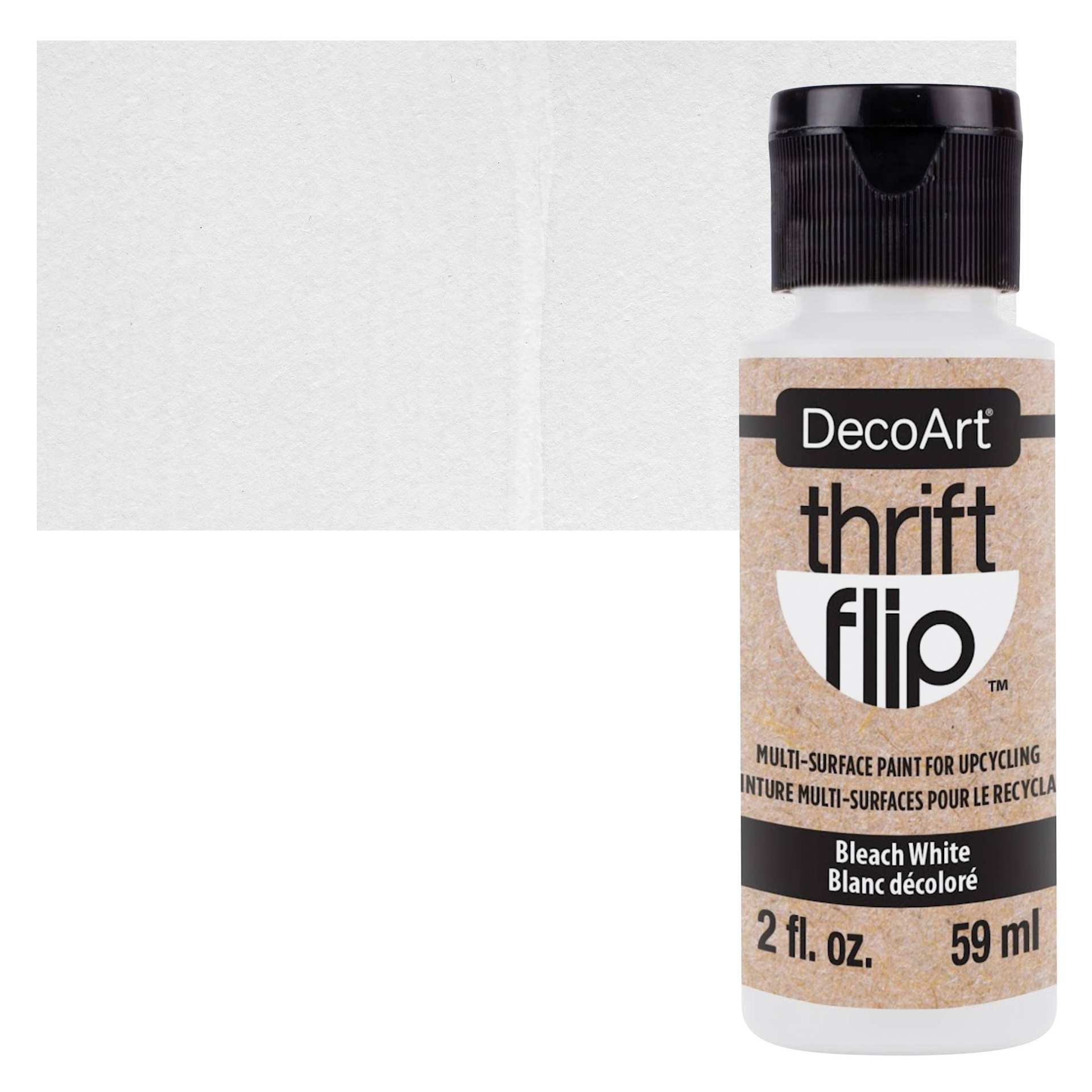 DecoArt Thrift Flip Multi-Surface Paint - Bleach White bottle and swatch