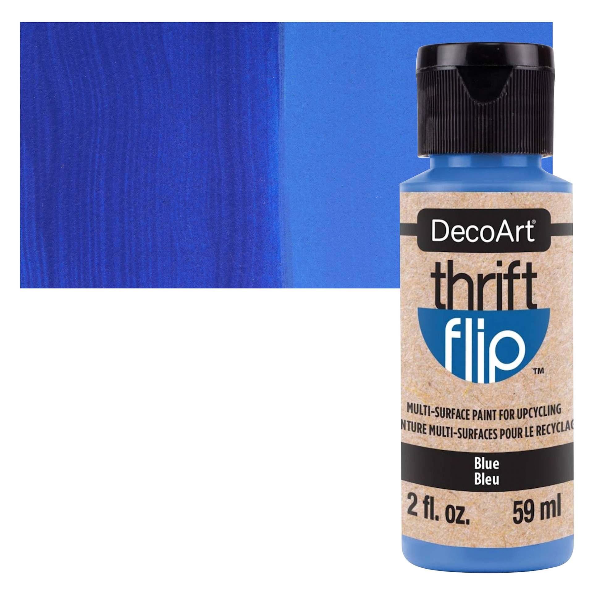 DecoArt Thrift Flip Multi-Surface Paint - Blue bottle and swatch