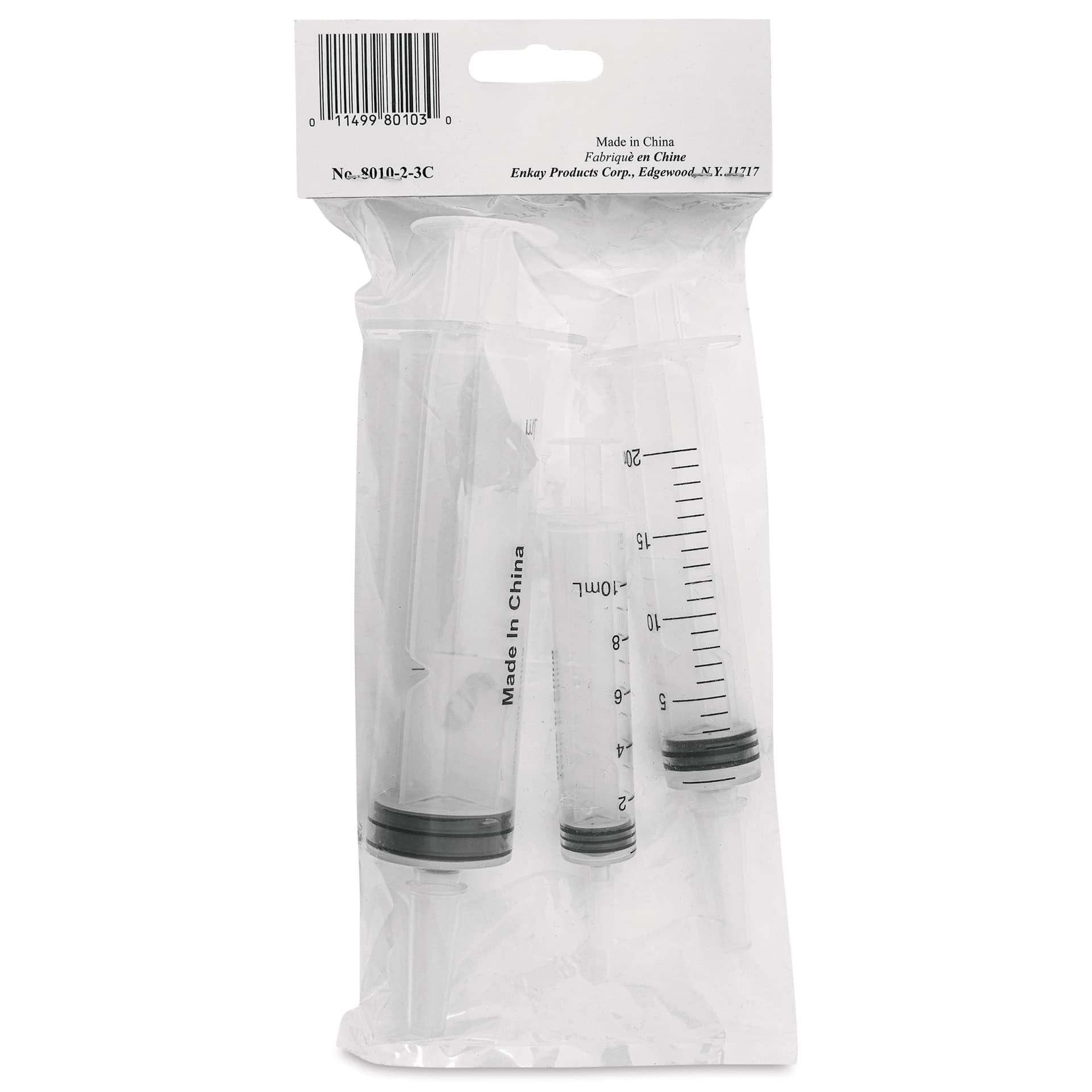 Enkay Multi-Purpose Syringes - Large, Set of 3, Assorted Sizes - back of packaging