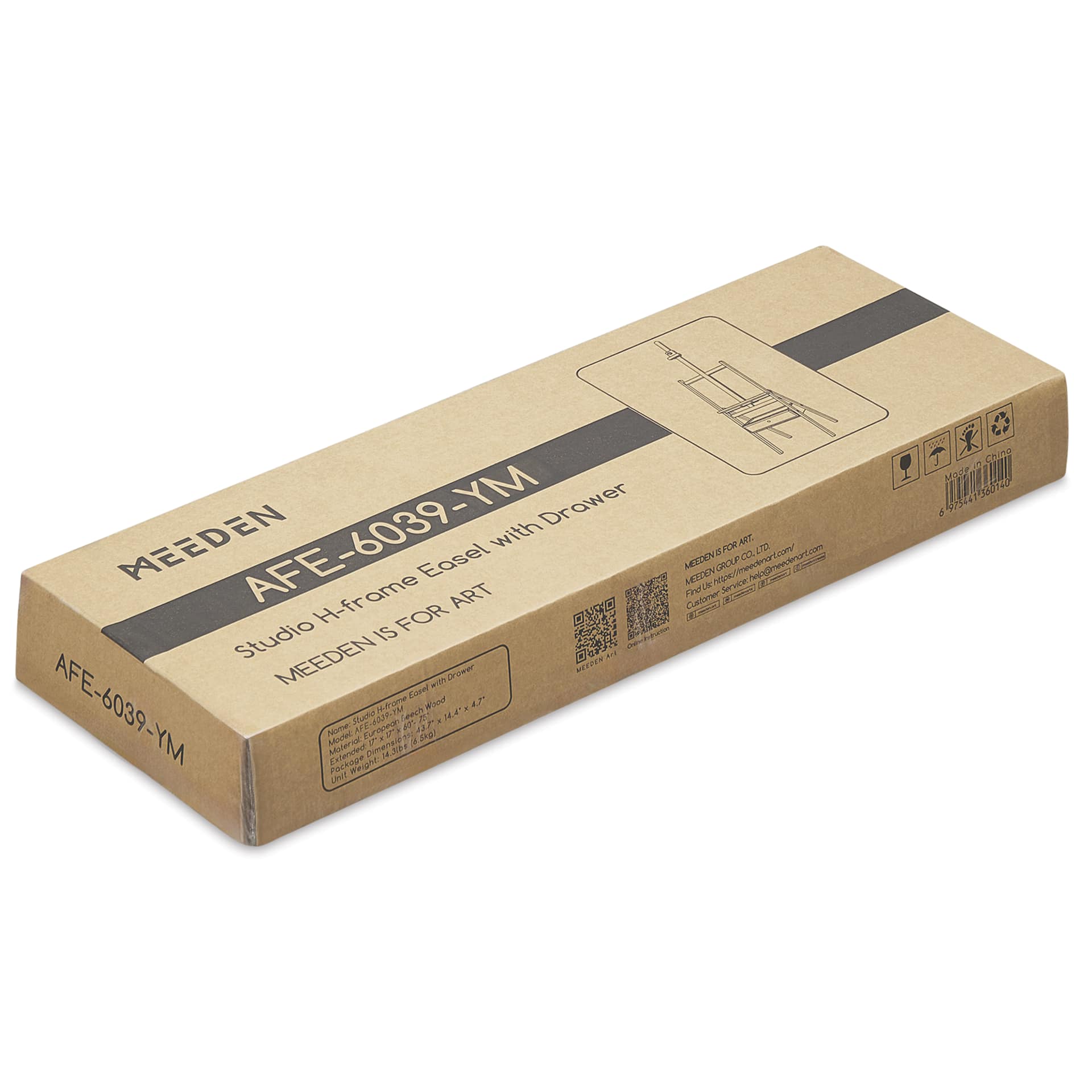 Meeden H-Frame Floor Easel with Storage - front of packaging