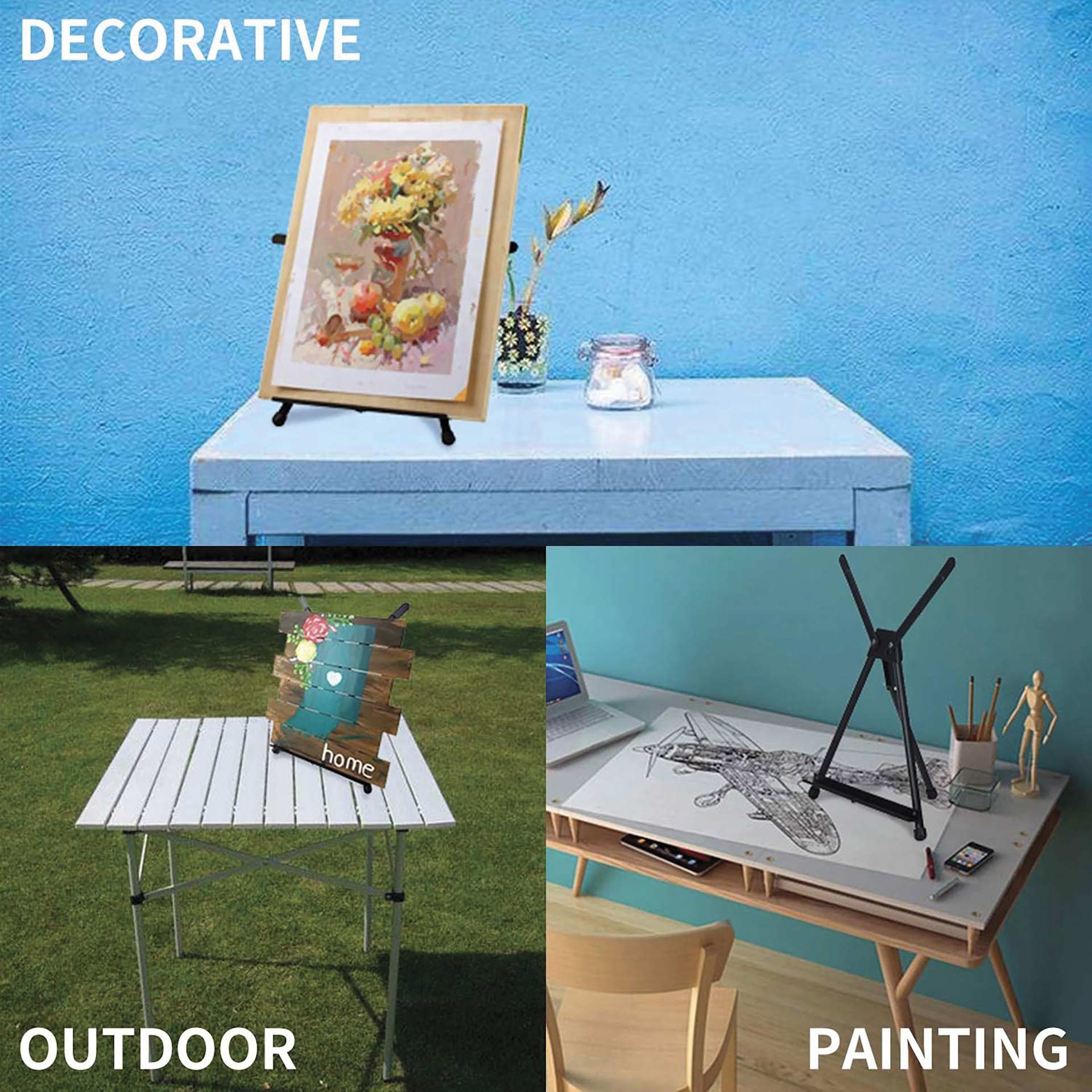 Meeden Aluminum Tripod Tabletop Easel, featuring other uses