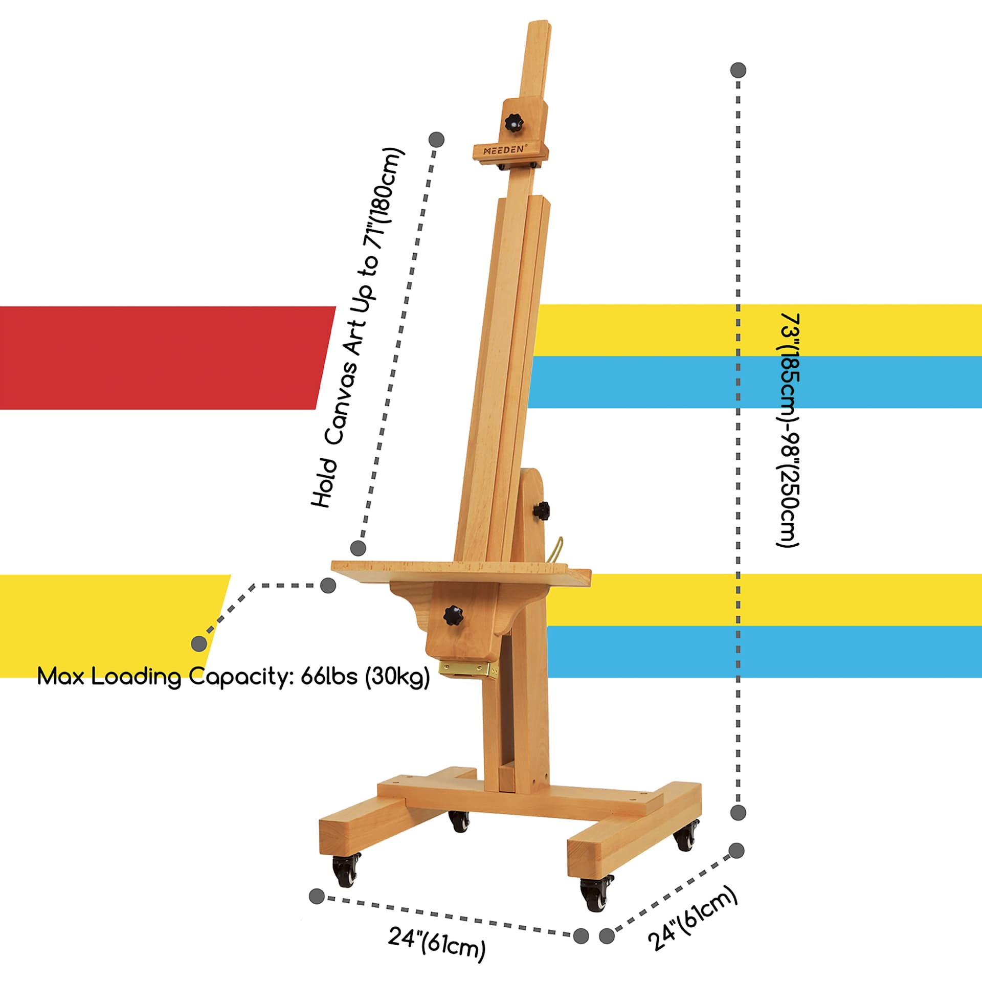 Meeden XL Adjustable Easel Stand - dimensions