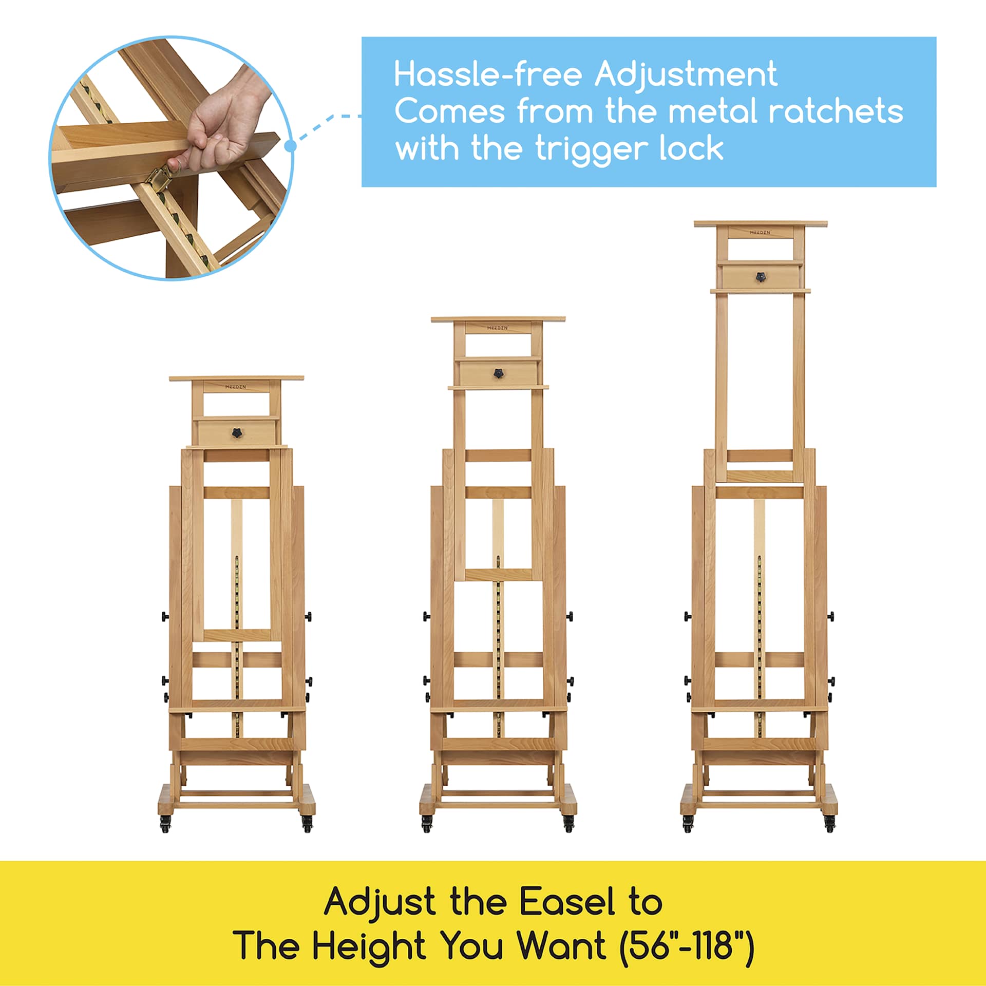 Meeden Deluxe Heavy-Duty Multi-Function Easel - 56" – 118” H - hassle-free adjustable height Meeden Deluxe Heavy-Duty Multi-Function Easel - 56" – 118” H - hassle-free adjustable height