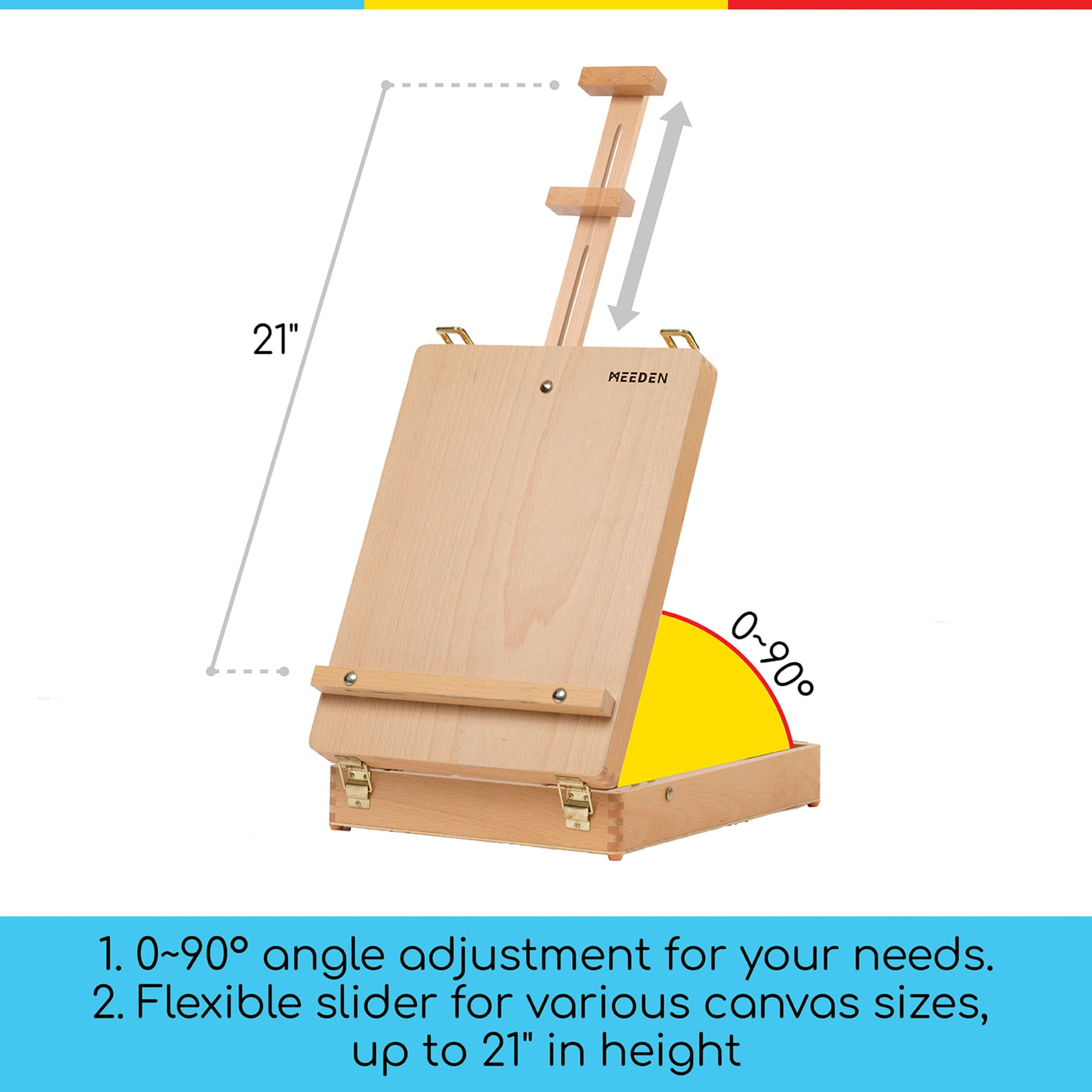 Meeden Wood Sketchbox Easel with adjustable angle