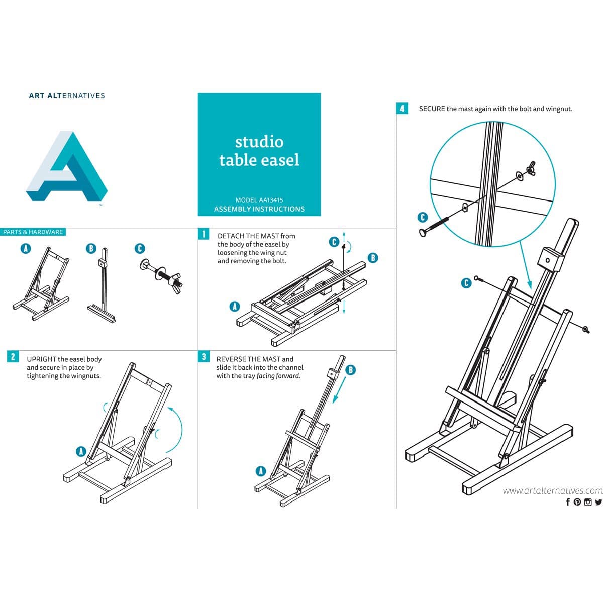 Art Alternatives Classic Tabletop Easel - instruction