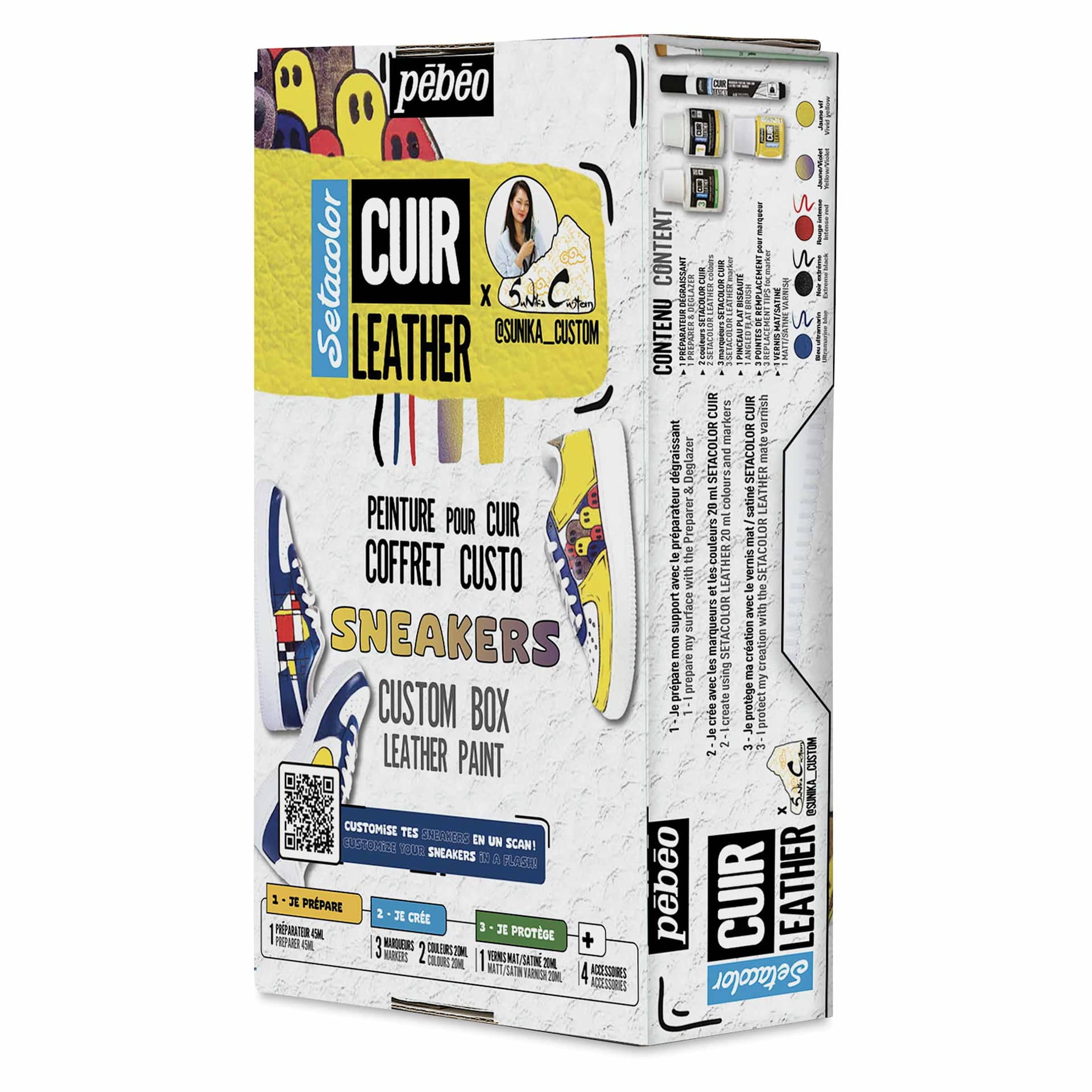 Pebeo Setacolor Leather Paint Set - Set of 11, Sneakers Custom Box packaging angled view