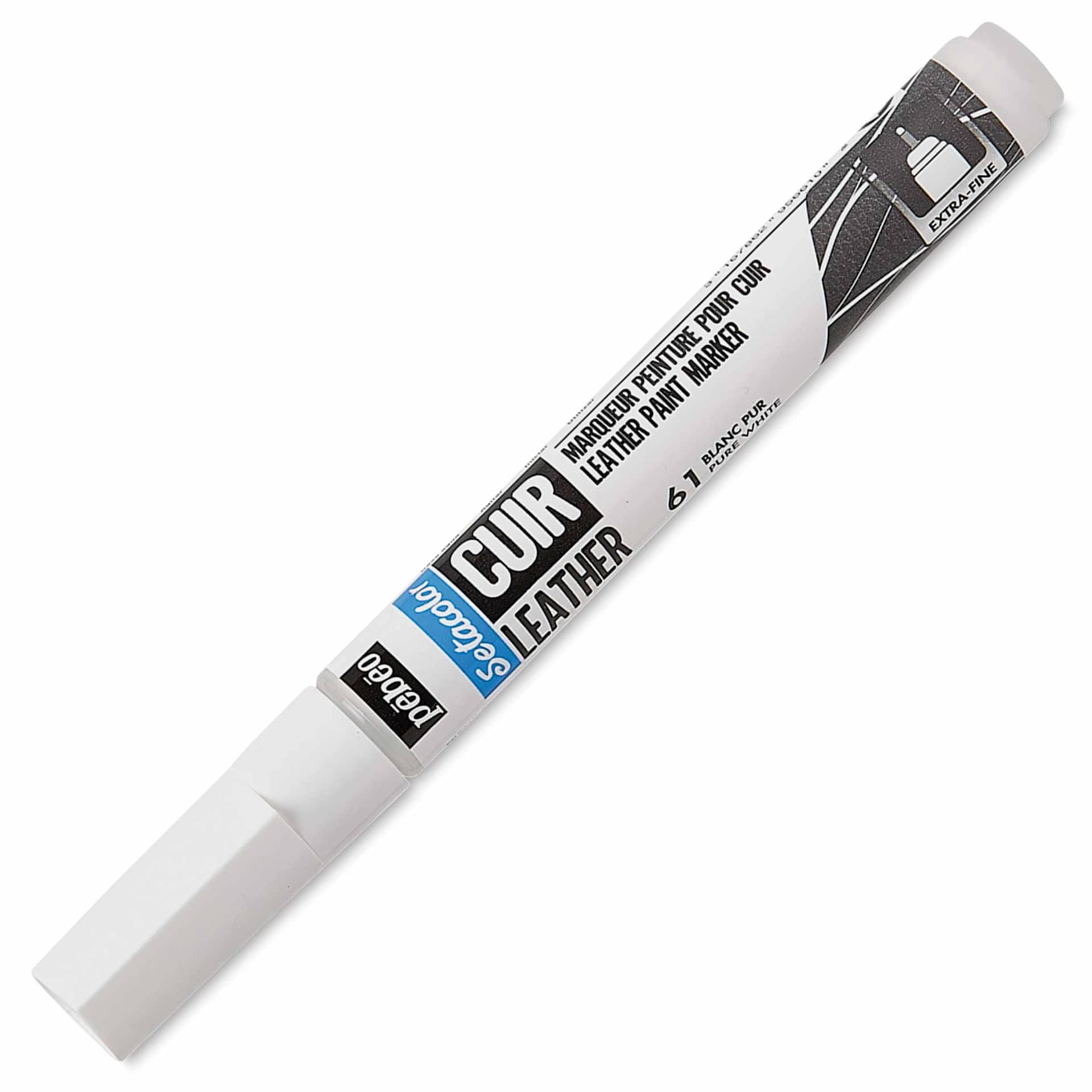Pebeo Setacolor Leather Paint Marker - Pure White with cap on