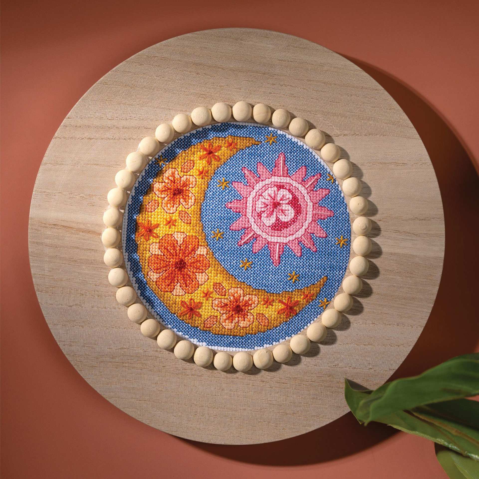 Bucilla Mindful Stitching Counted Cross Stitch Kit - Celestial Harmony, 6" mounted to wooden circle