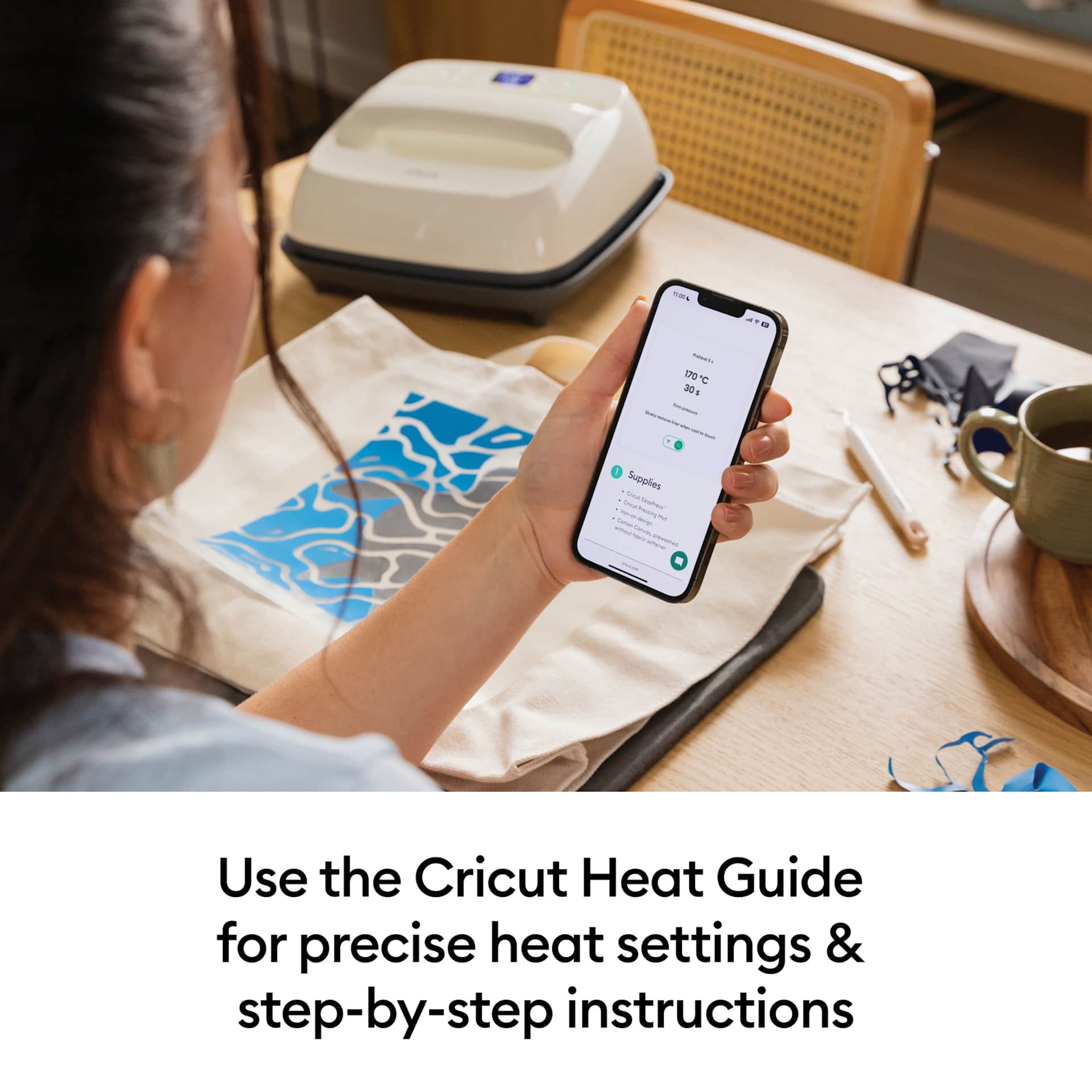 Use the Cricut Heat Guide for precise time settings & step-by-step instructions.