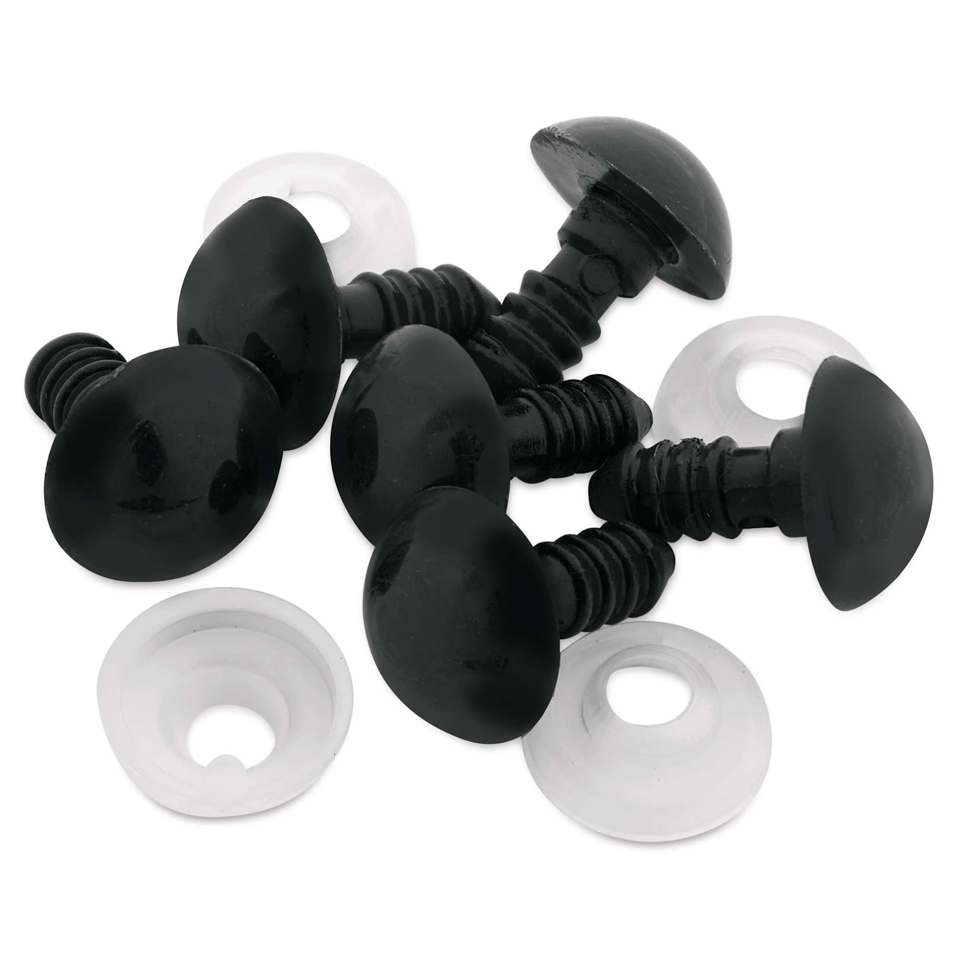 Cousin DIY Shank Back Animal Eyes - Pkg of 6, Solid Black, 12 mm