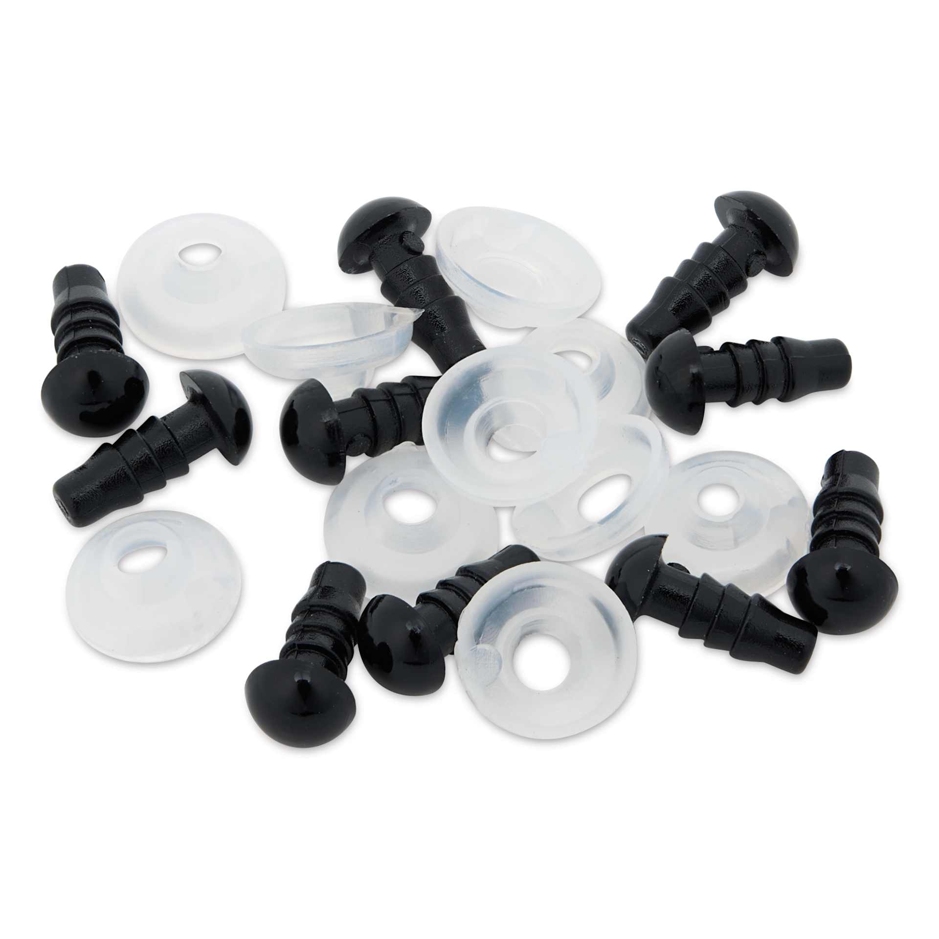 Cousin DIY Shank Back Animal Eyes - Pkg of 10, Solid Black, 6 mm