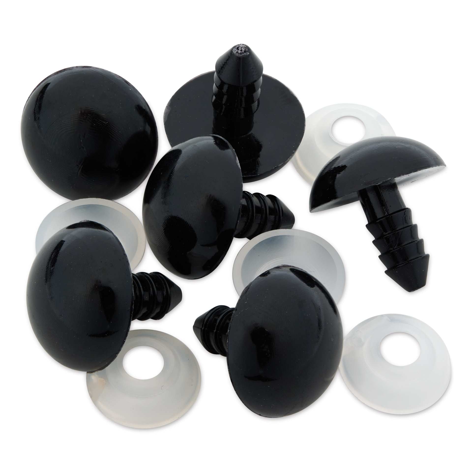 Cousin DIY Shank Back Animal Eyes - Pkg of 6, Solid Black, 18 mm