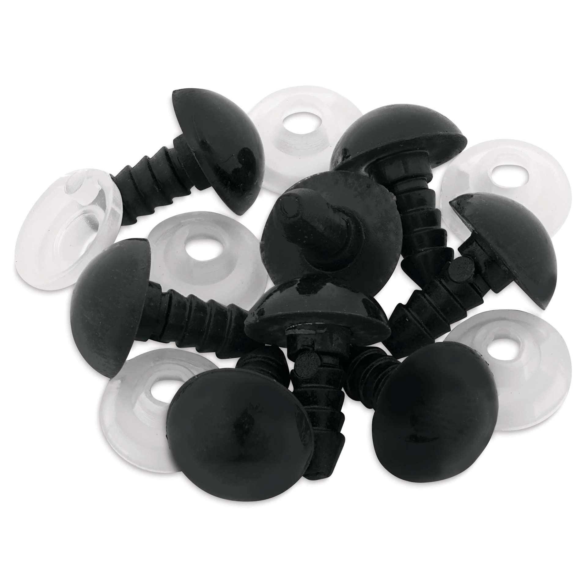 Cousin DIY Shank Back Animal Eyes - Pkg of 8, Solid Black, 9 mm