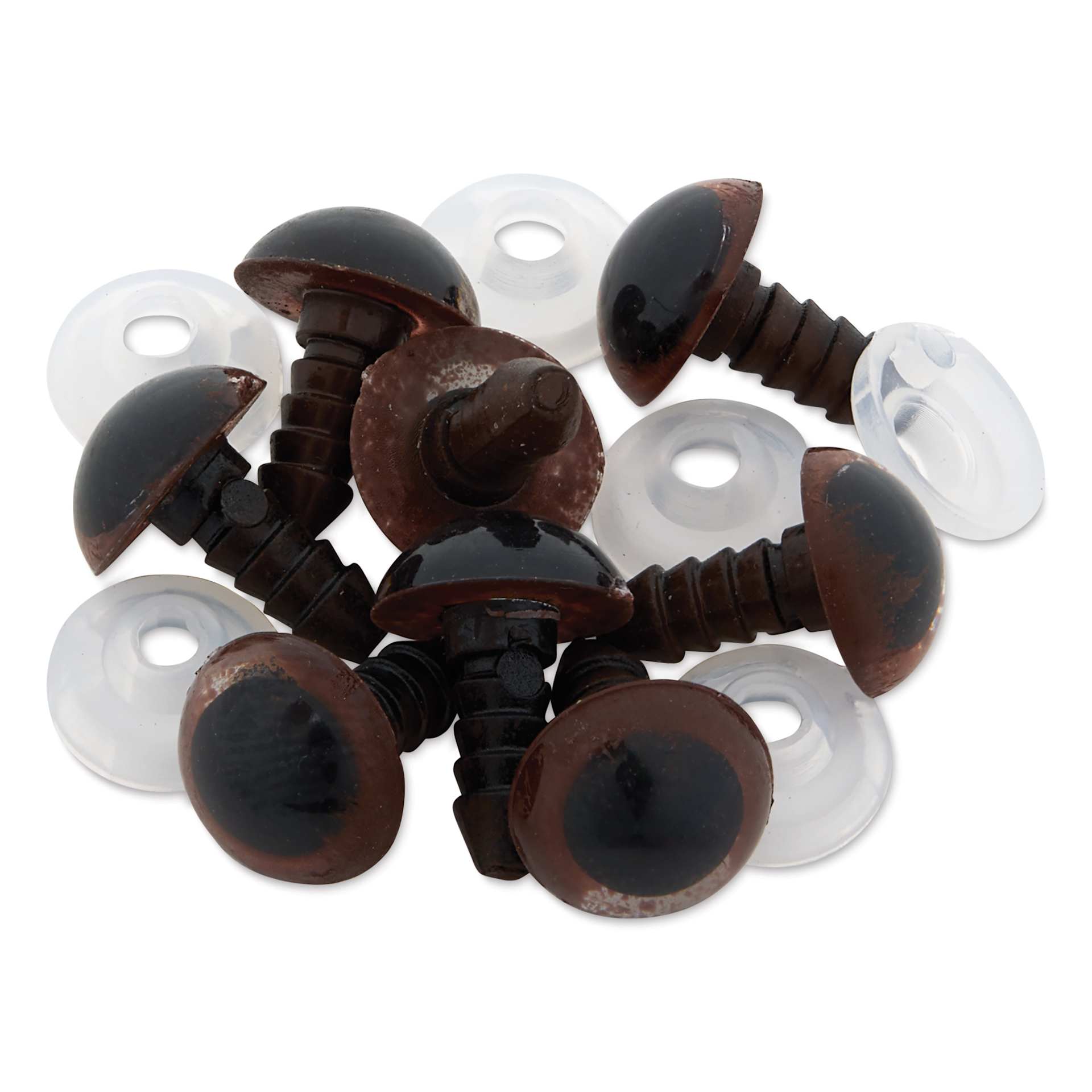 Cousin DIY Shank Back Animal Eyes - Pkg of 8, Solid Brown, 10 mm