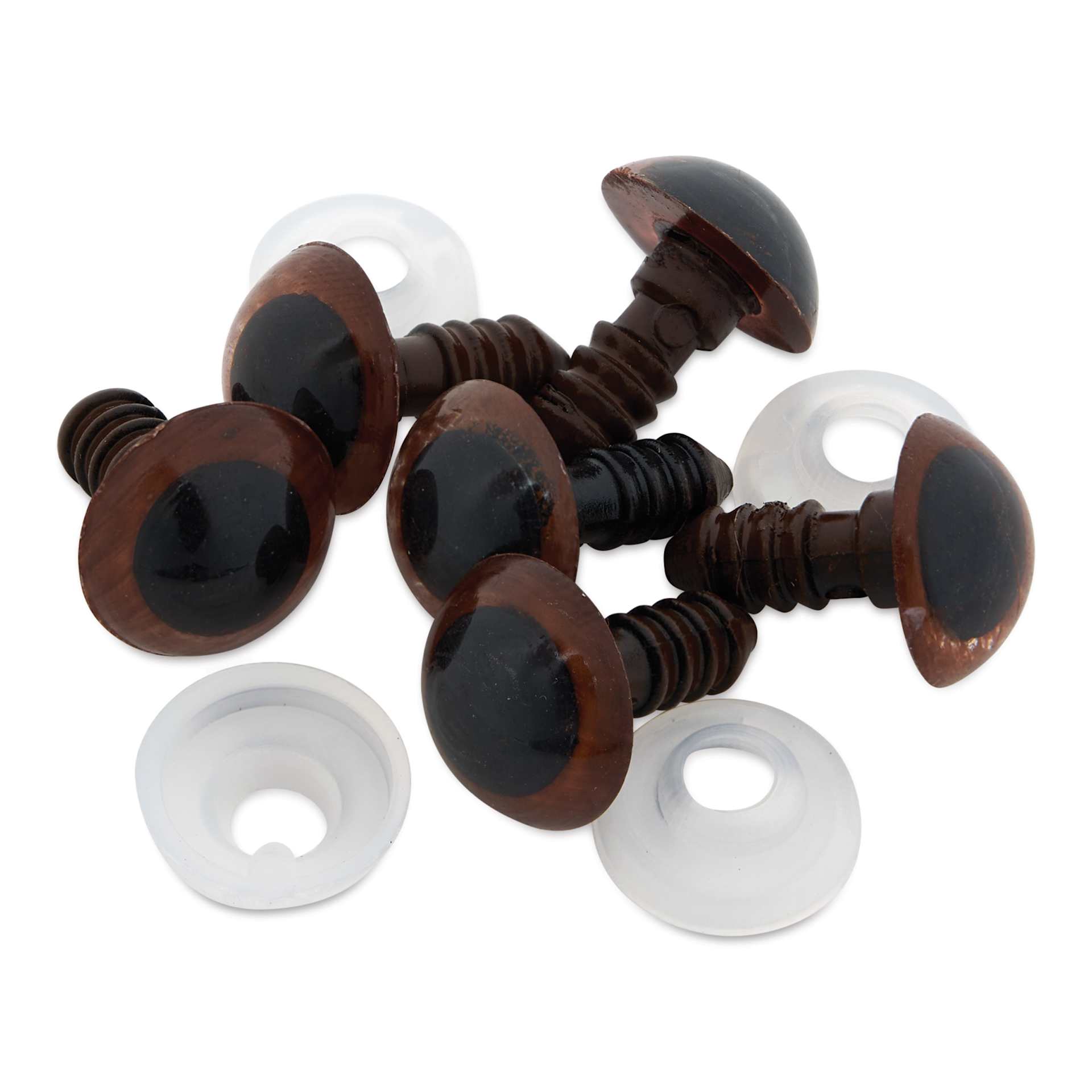 Cousin DIY Shank Back Animal Eyes - Pkg of 6, Animal Brown, 12 mm