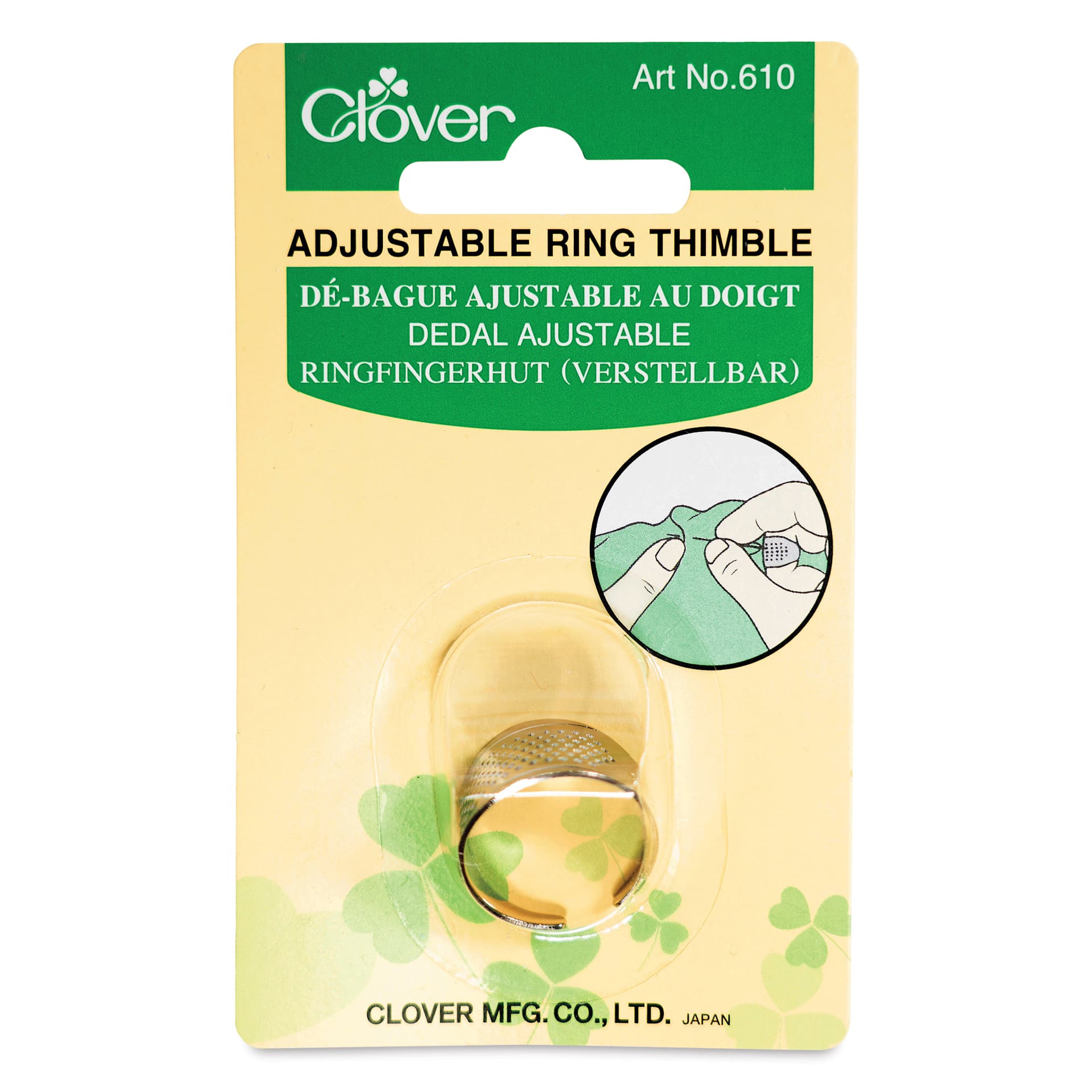 Clover Adjustable Ring Thimble front of packaging