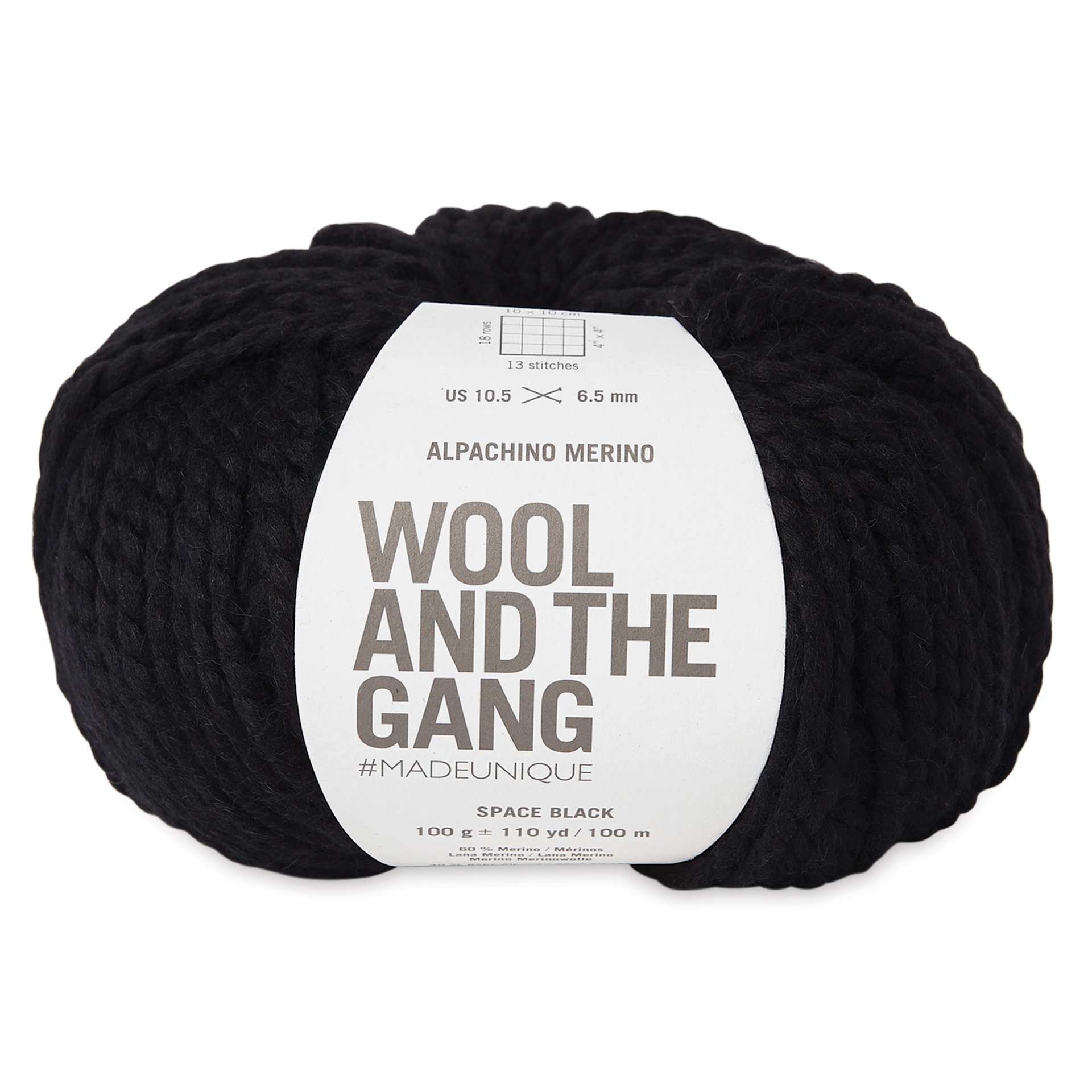 Wool and the Gang Alpachino Merino Yarn - Space Black, 110 yards