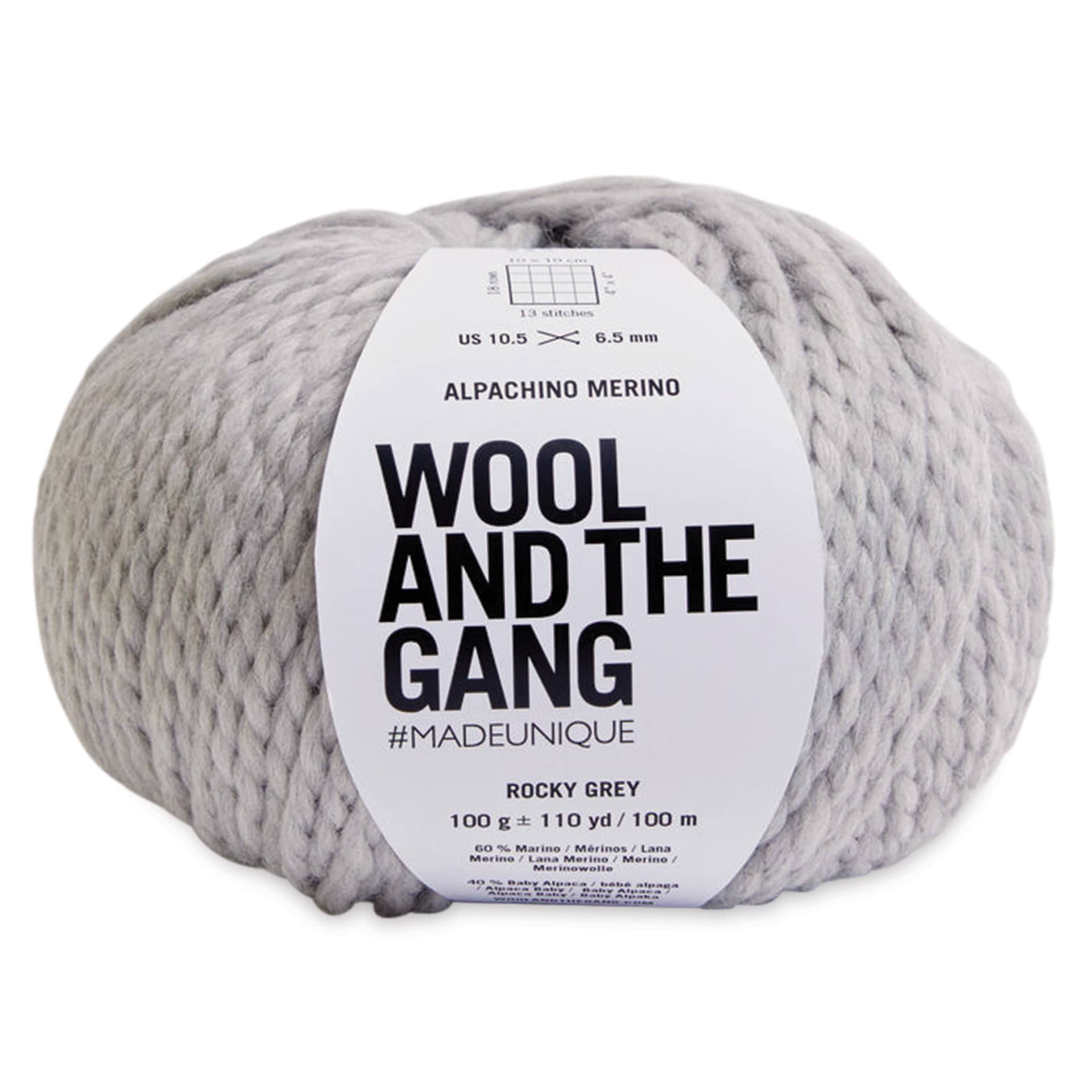 Wool and the Gang Alpachino Merino Yarn - Rocky Grey, 110 yards