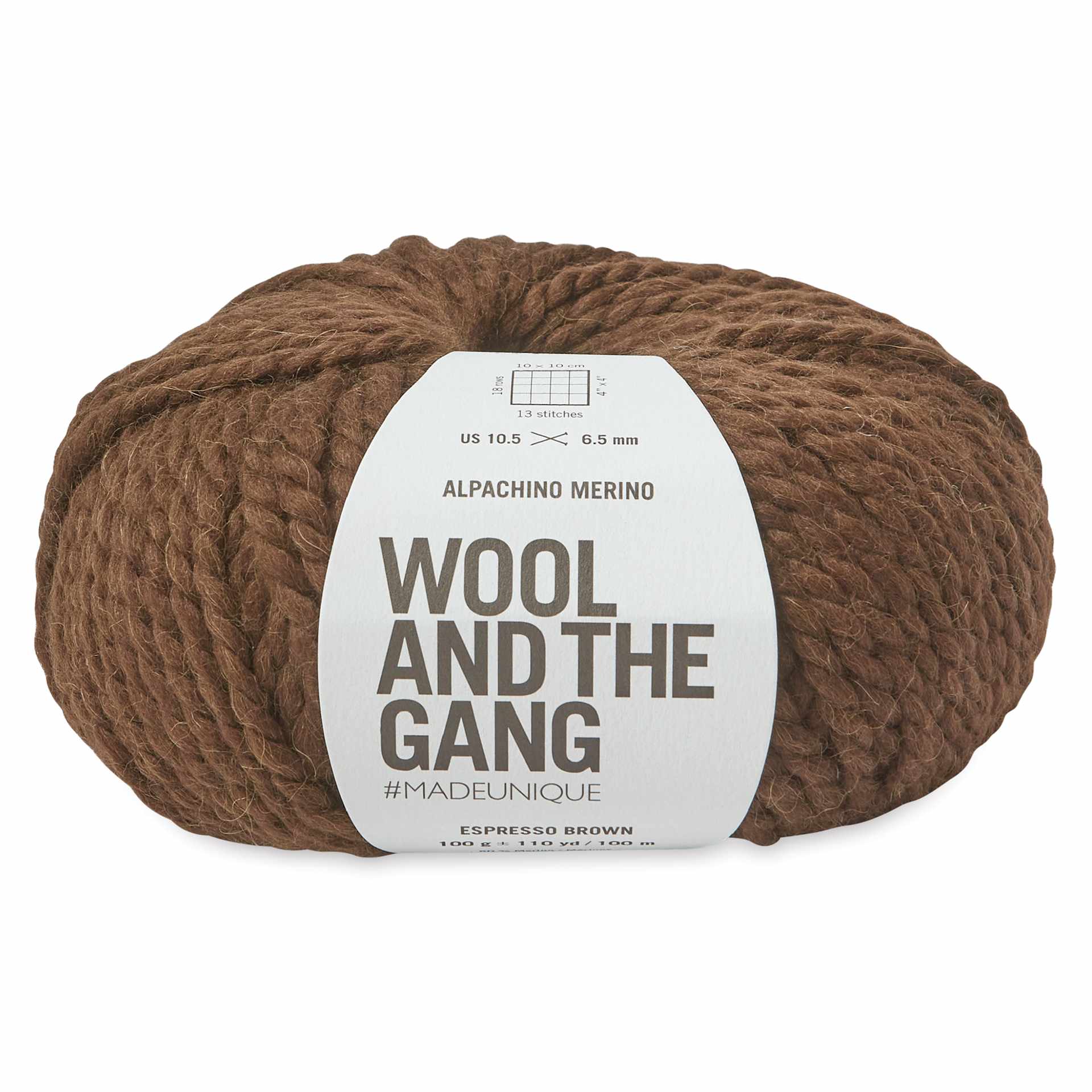 Wool and the Gang Alpachino Merino Yarn - Espresso Brown, 110 yards
