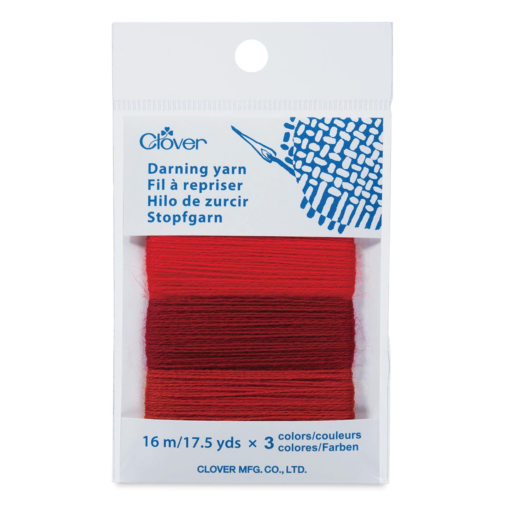 Clover Darning Yarn - Set of 3, Red, 17.5 yds in packaging