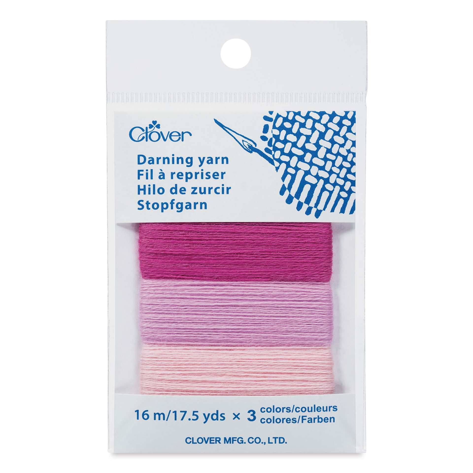 Clover Darning Yarn - Set of 3, Rose, 17.5 yds in packaging
