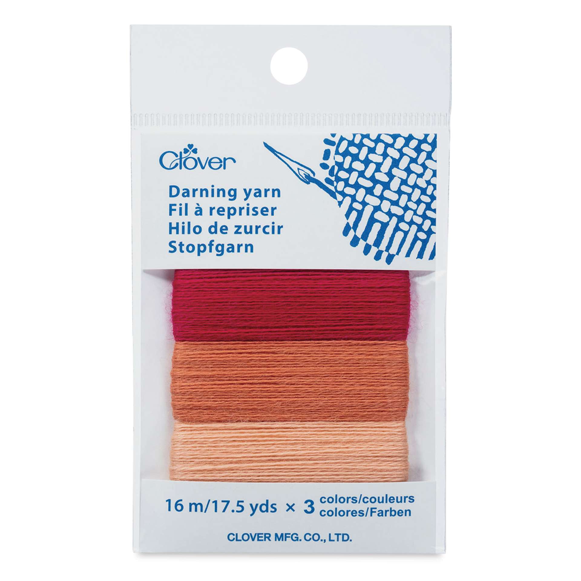 Clover Darning Yarn - Set of 3, Pink, 17.5 yds in packaging