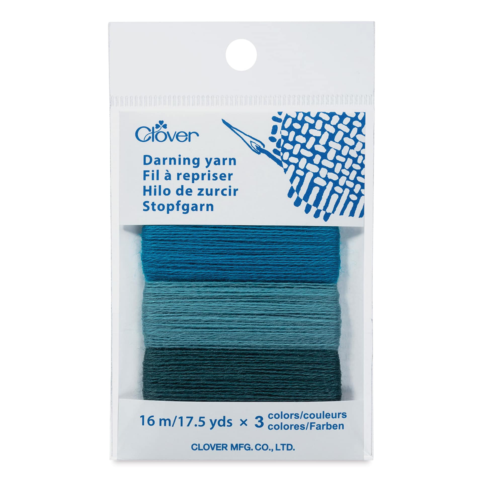 Clover Darning Yarn - Set of 3, Lake, 17.5 yds in packaging