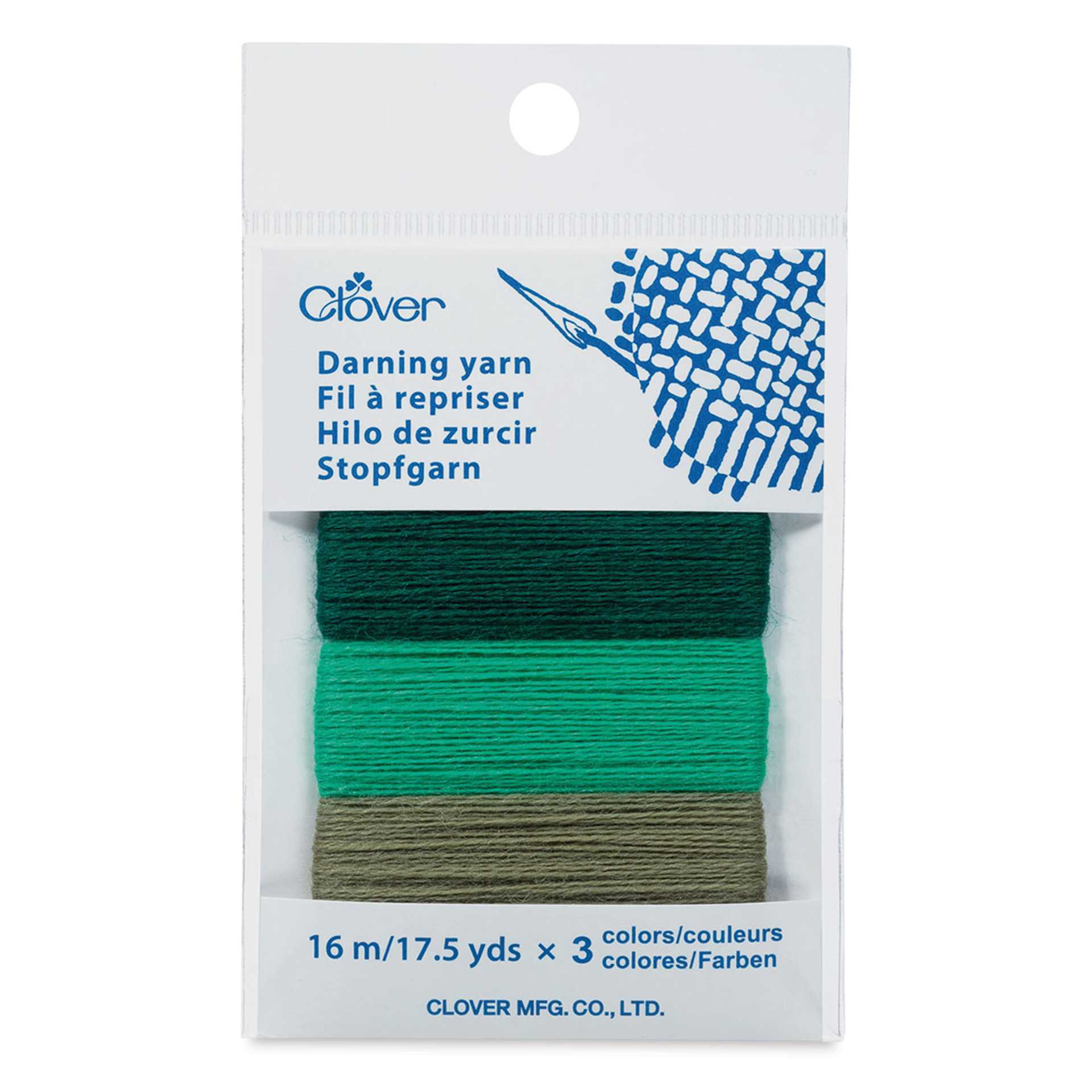 Clover Darning Yarn - Set of 3, Emerald, 17.5 yds in packaging