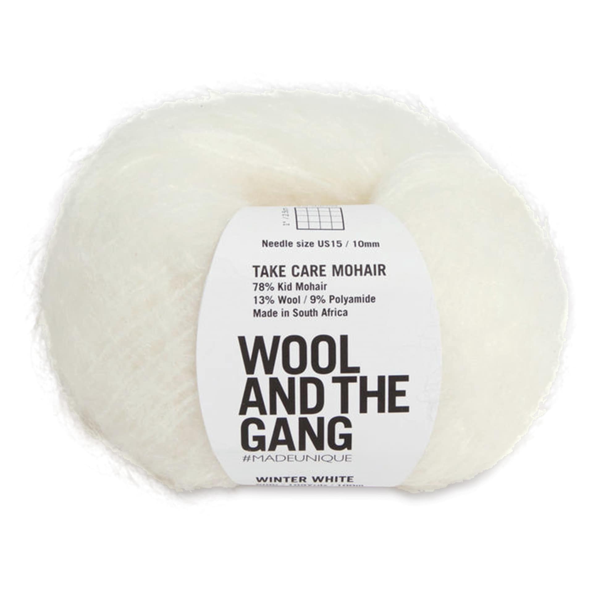 Wool and the Gang Take Care Mohair Yarn - Winter White, 109 yds