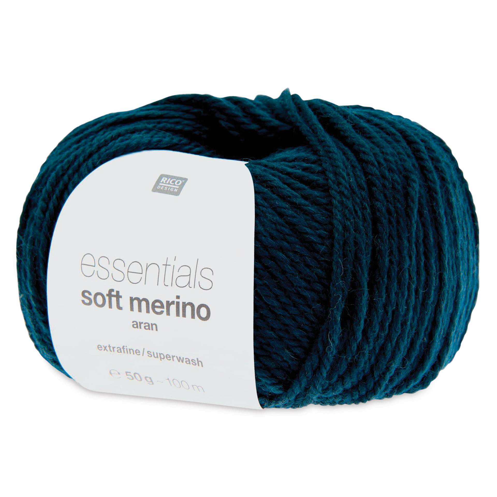 Rico Design Essentials Soft Merino Aran Yarn - Dark Teal, 109 yds