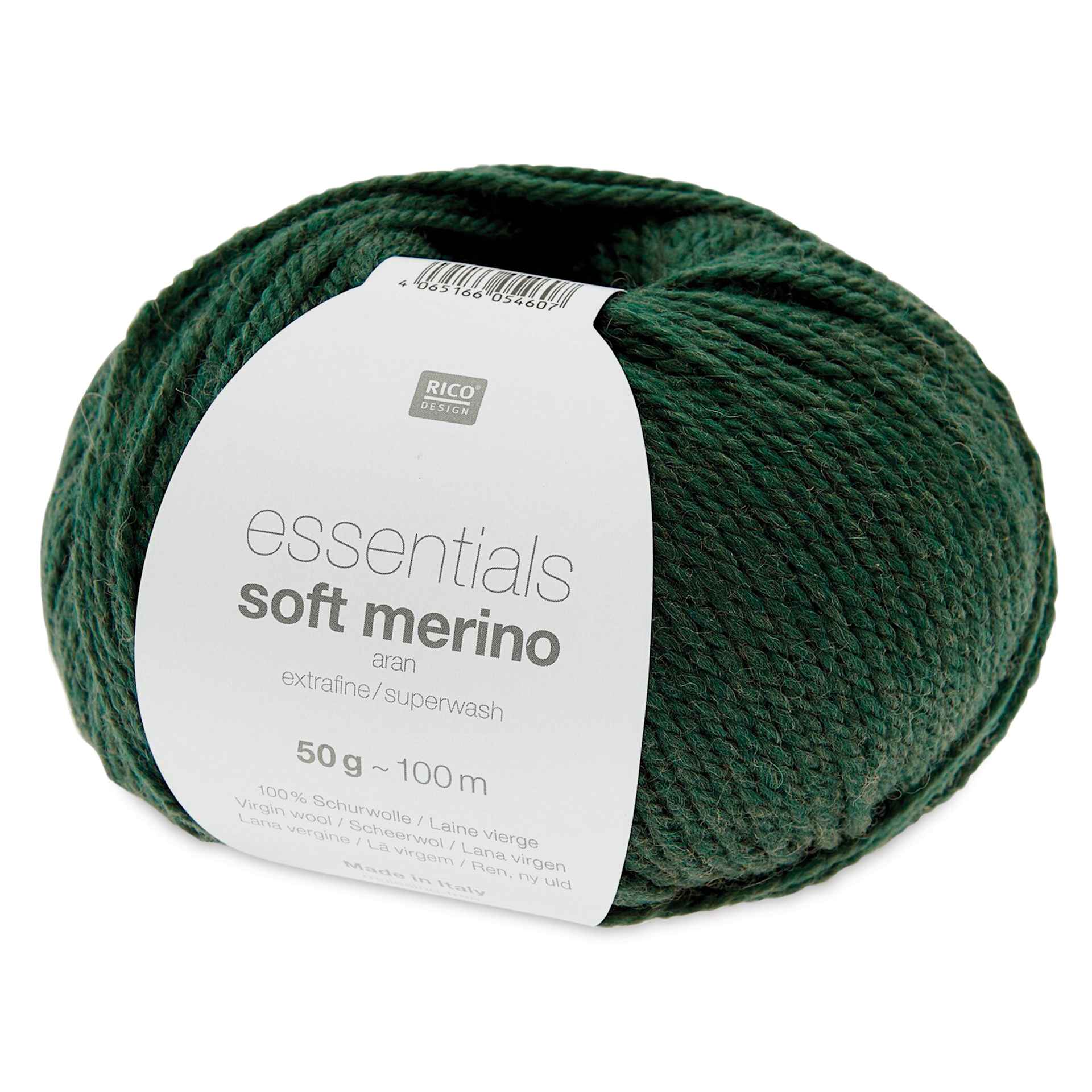 Rico Design Essentials Soft Merino Aran Yarn - English Green, 109 yds