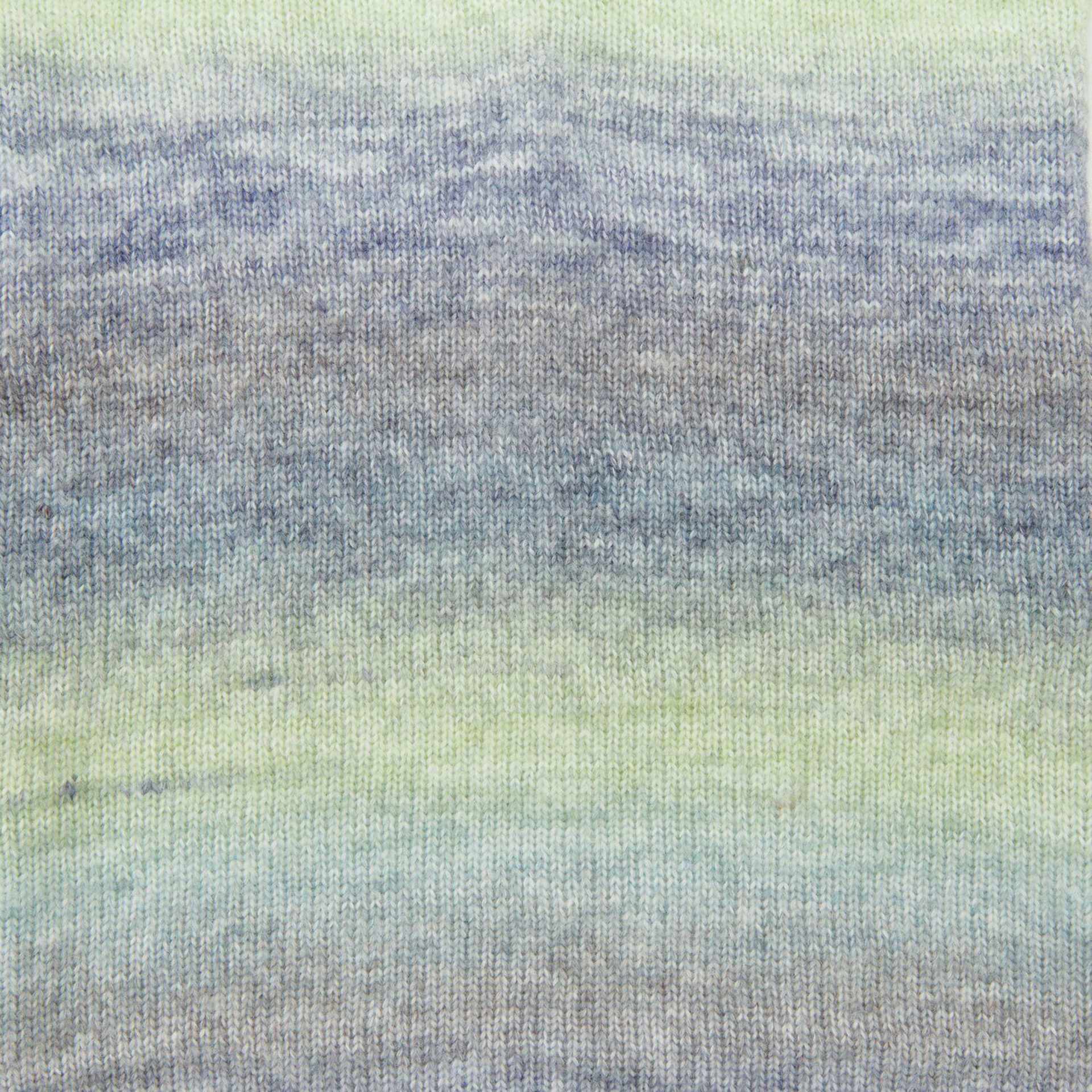 Rico Design Creative Painted Power Yarn - Bay Blues, 340 yds close up showing knitted pattern