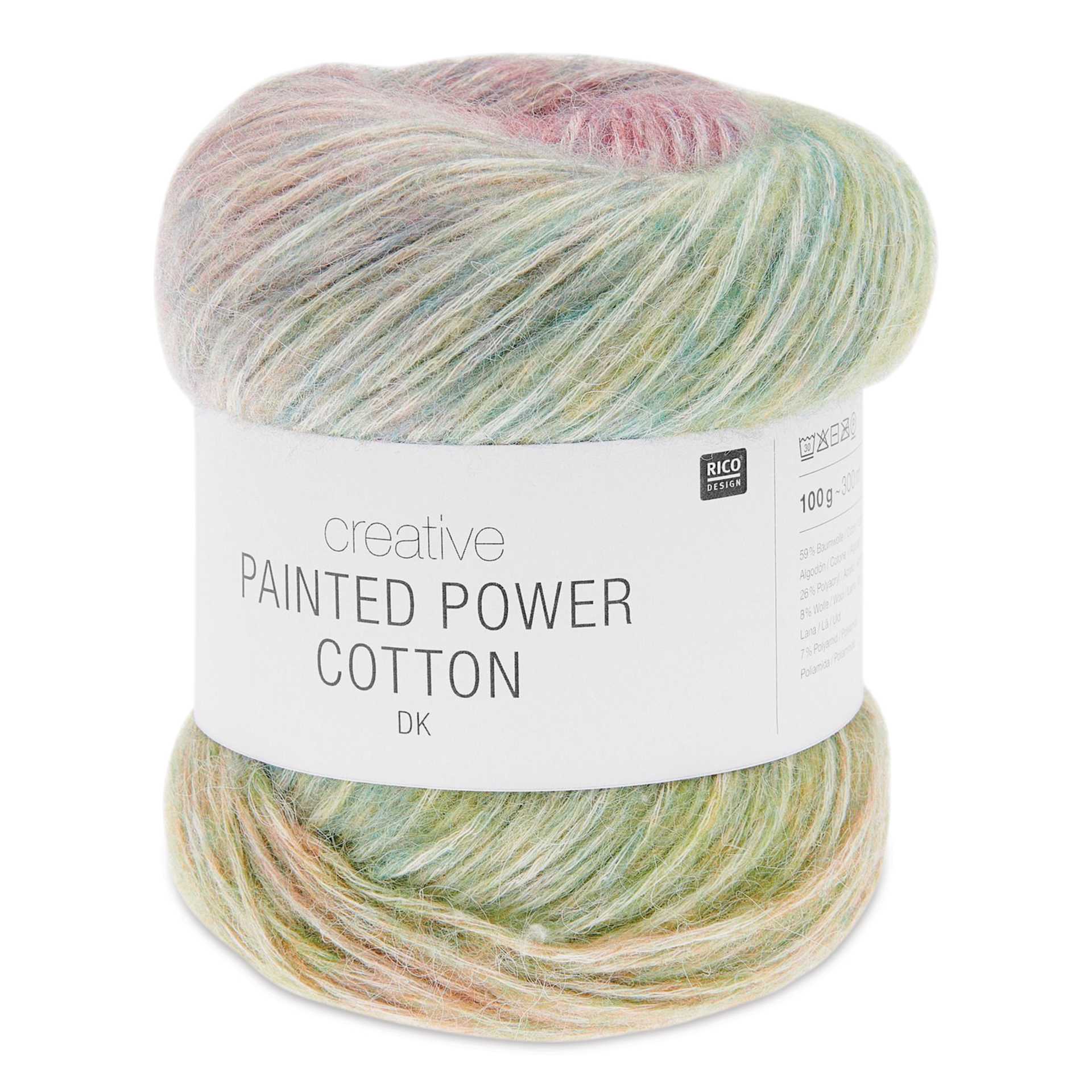 Rico Design Creative Painted Power Cotton DK Yarn - Classic Rainbow. 100 g