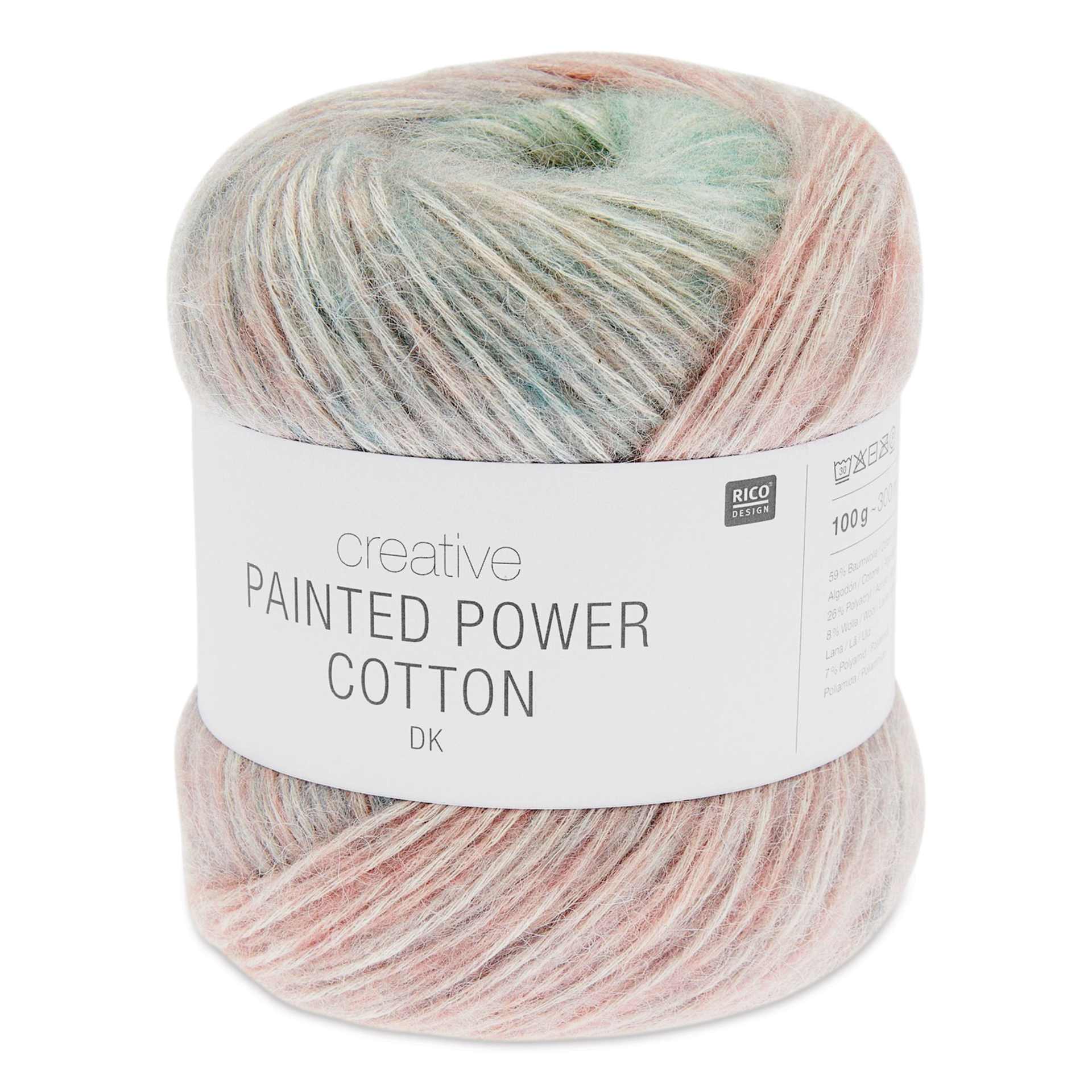 Rico Design Creative Painted Power Cotton DK Yarn - Earthy Rainbow. 100 g