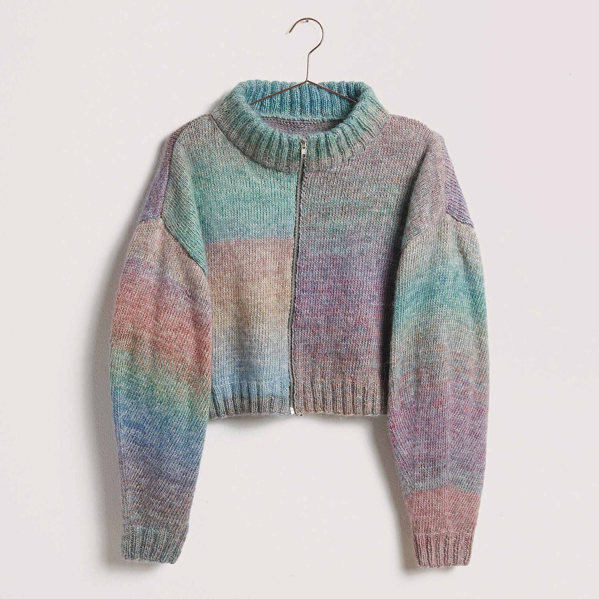 Rico Design Creative Painted Power Cotton DK Yarn - Deep Ocean. 100 g showing completed jacket project