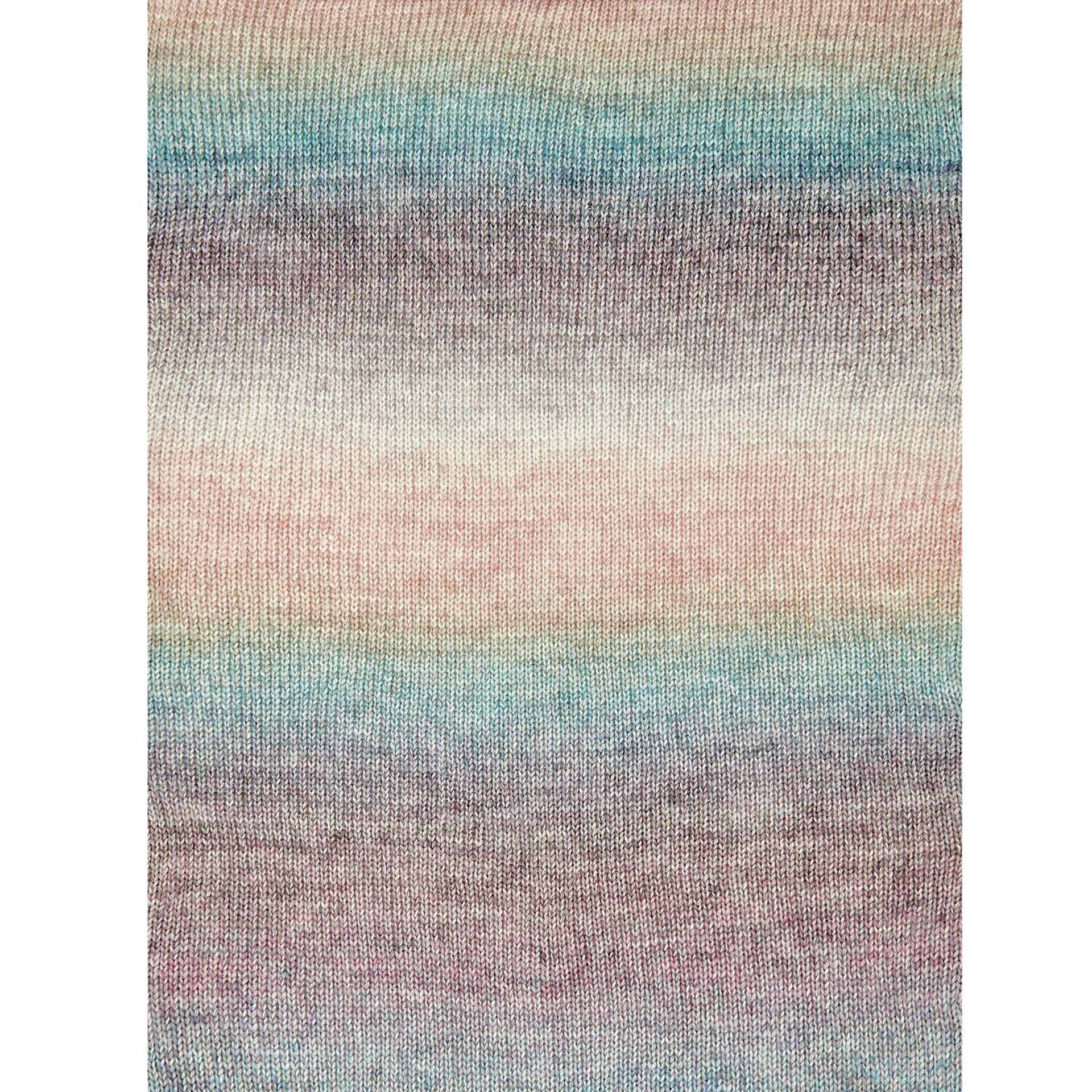 Rico Design Creative Painted Power Cotton DK Yarn - Fading Sky. 100 g close up showing knitted pattern