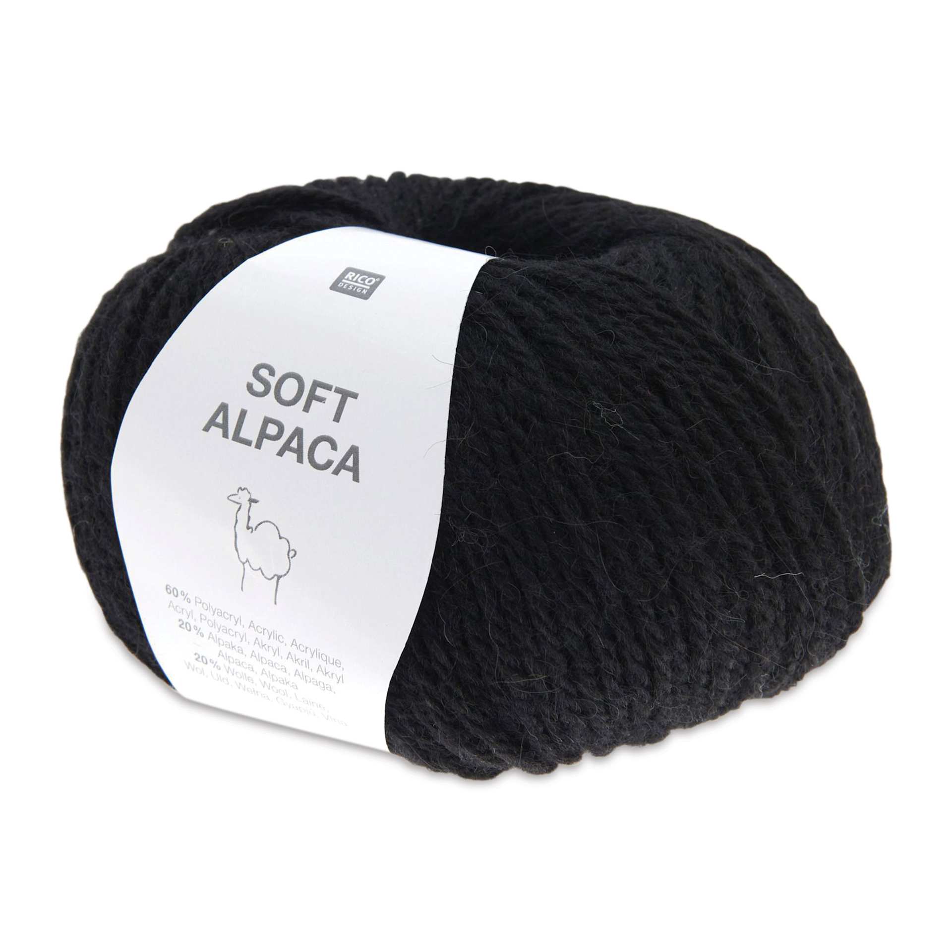 Rico Design Soft Alpaca Yarn - Black, 137 yds