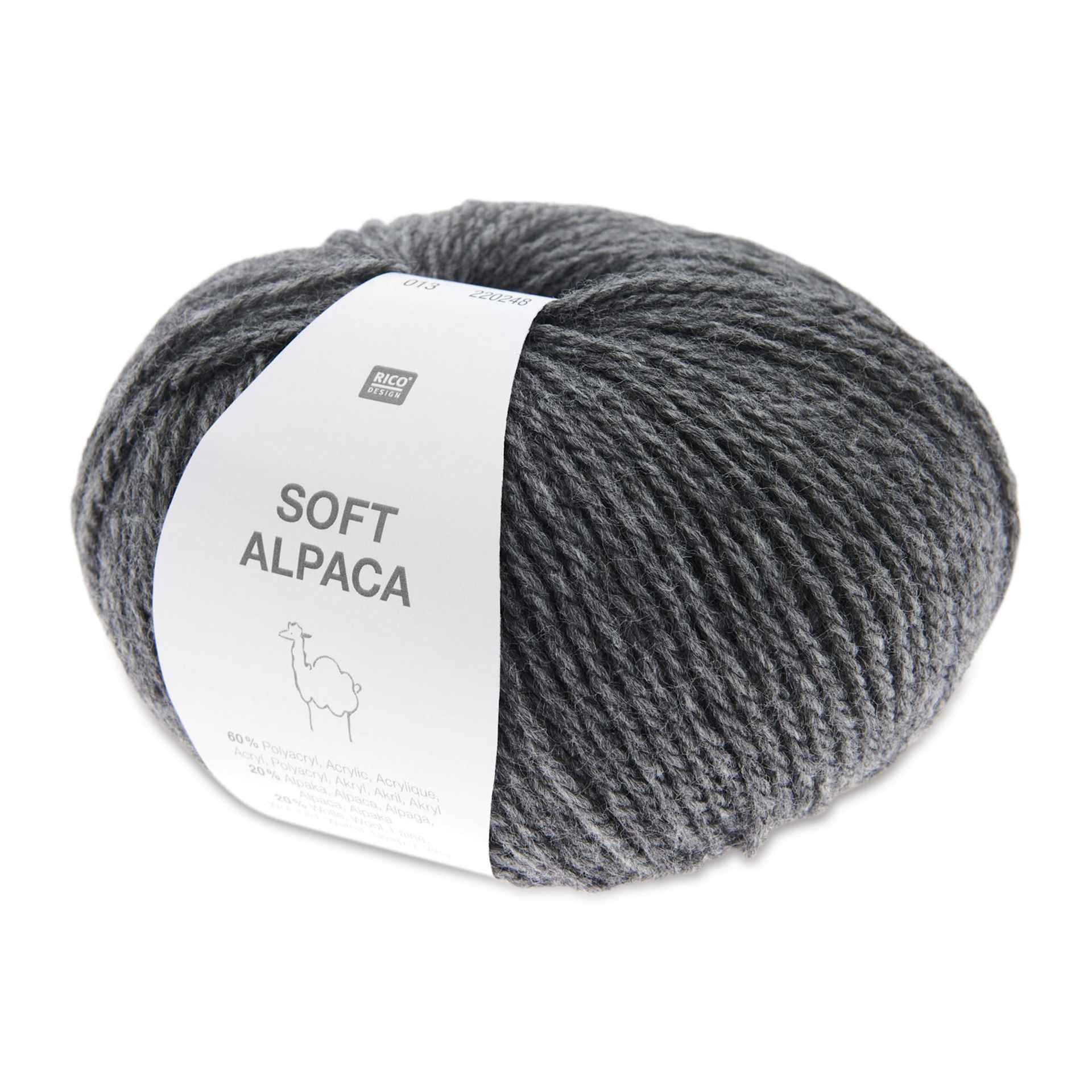 Rico Design Soft Alpaca Yarn - Anthracite, 137 yds