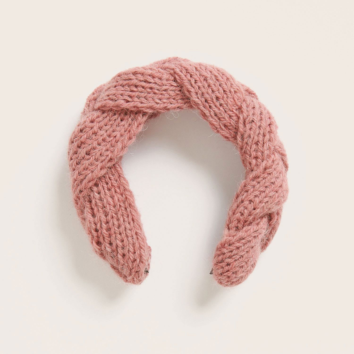 Rico Design Soft Alpaca Yarn - Pink, 137 yds showing completed headband project