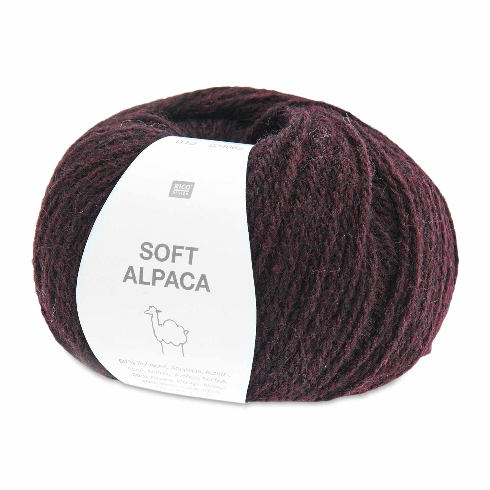Rico Design Soft Alpaca Yarn - Burgundy, 137 yds