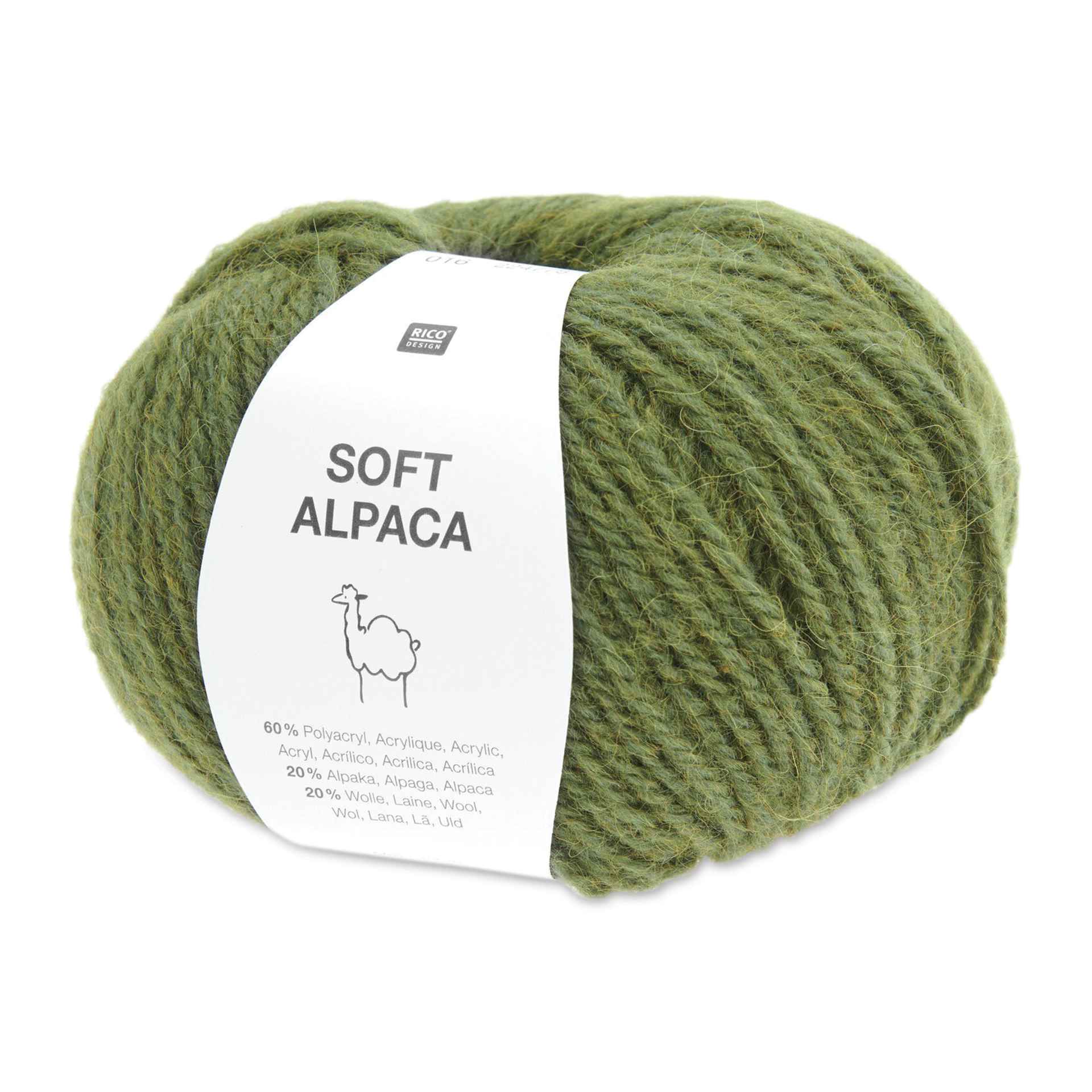 Rico Design Soft Alpaca Yarn - Olive, 137 yds