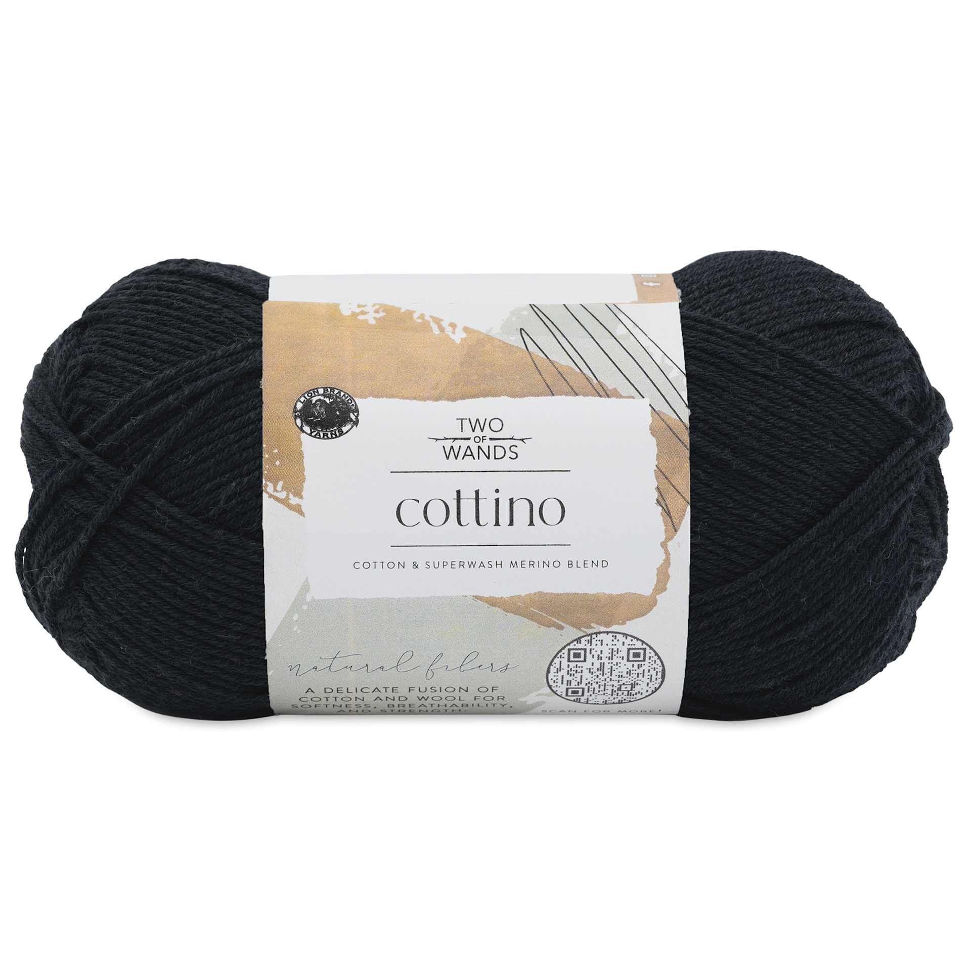 Lion Brand Cottino Yarn - Onyx, 3.5 oz