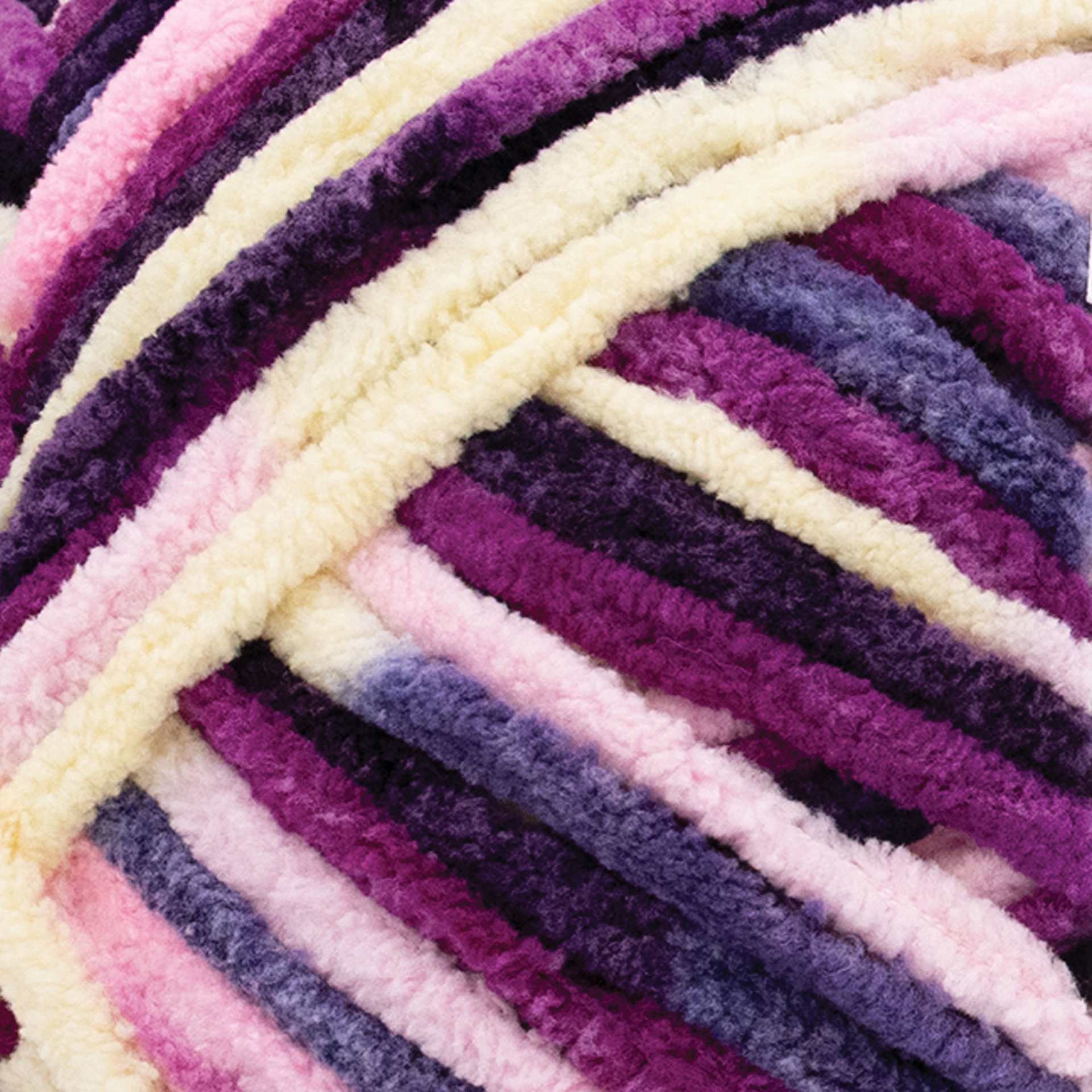 Lion Brand Cover Story Favorite Blanket Yarn - Grape Soda, 10.5 oz close up to show texture