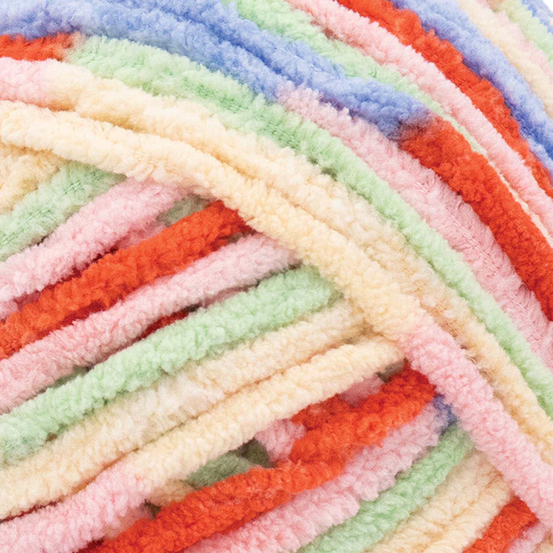 Lion Brand Cover Story Favorite Blanket Yarn - Macarons, 10.5 oz close up to show texture